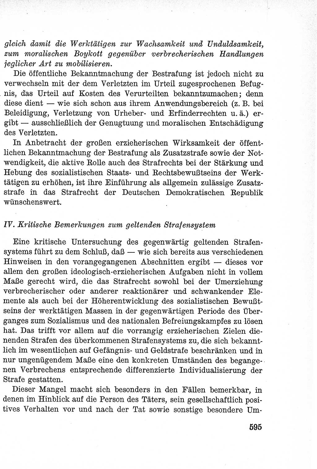 Lehrbuch des Strafrechts der Deutschen Demokratischen Republik (DDR), Allgemeiner Teil 1957, Seite 595 (Lb. Strafr. DDR AT 1957, S. 595)