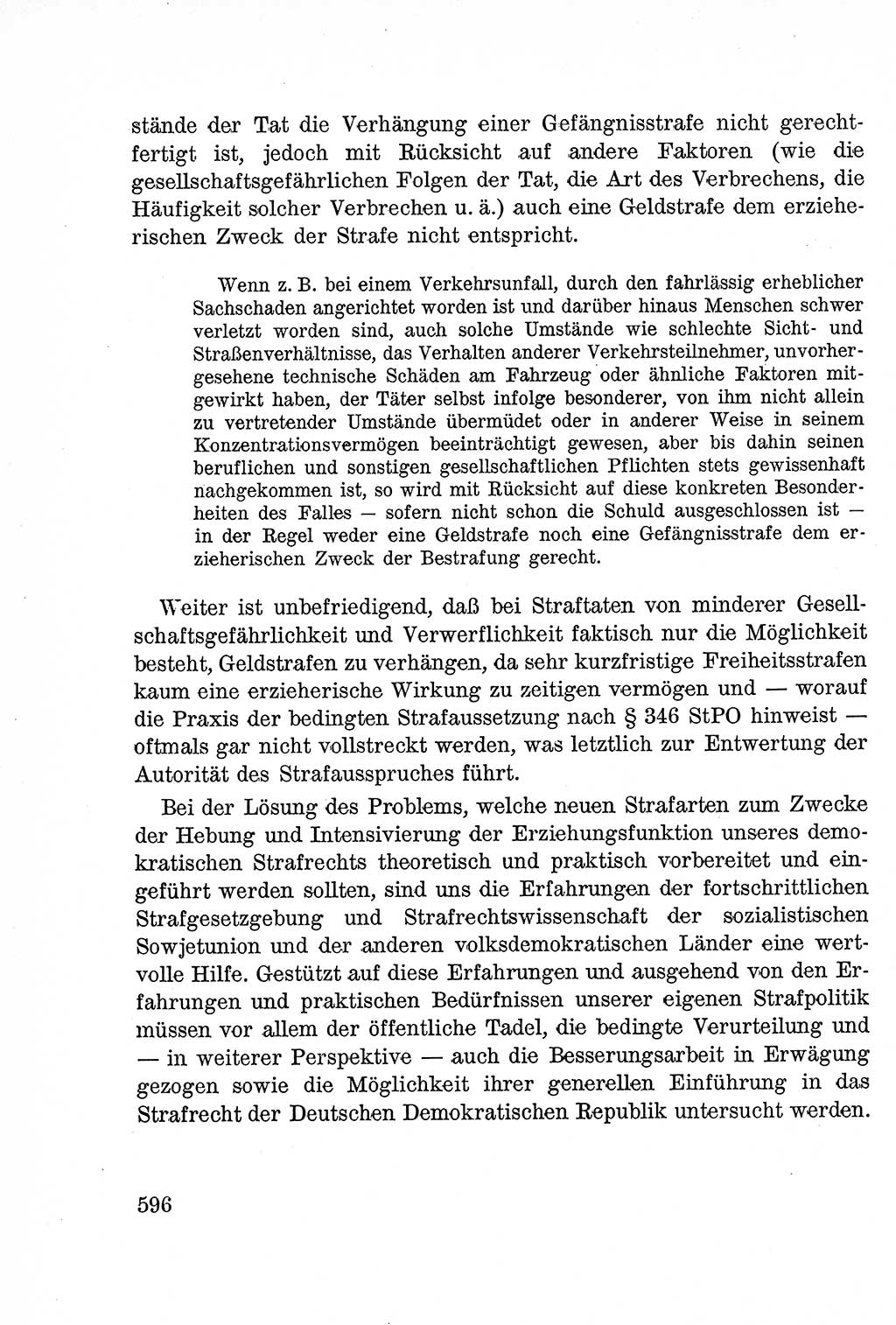 Lehrbuch des Strafrechts der Deutschen Demokratischen Republik (DDR), Allgemeiner Teil 1957, Seite 596 (Lb. Strafr. DDR AT 1957, S. 596)