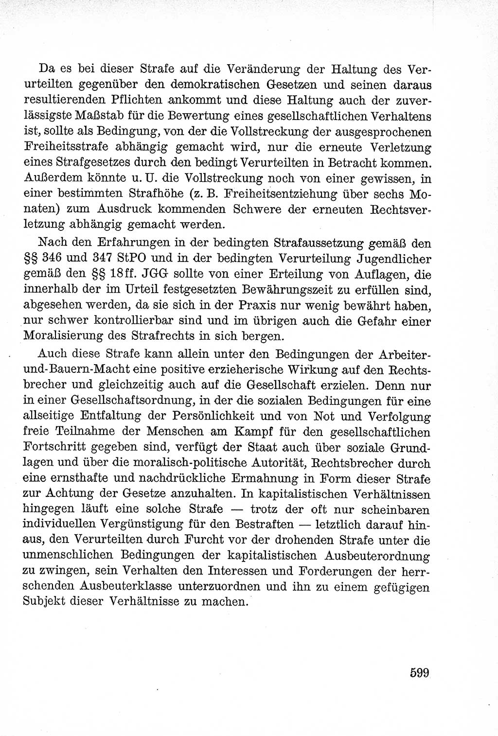 Lehrbuch des Strafrechts der Deutschen Demokratischen Republik (DDR), Allgemeiner Teil 1957, Seite 599 (Lb. Strafr. DDR AT 1957, S. 599)