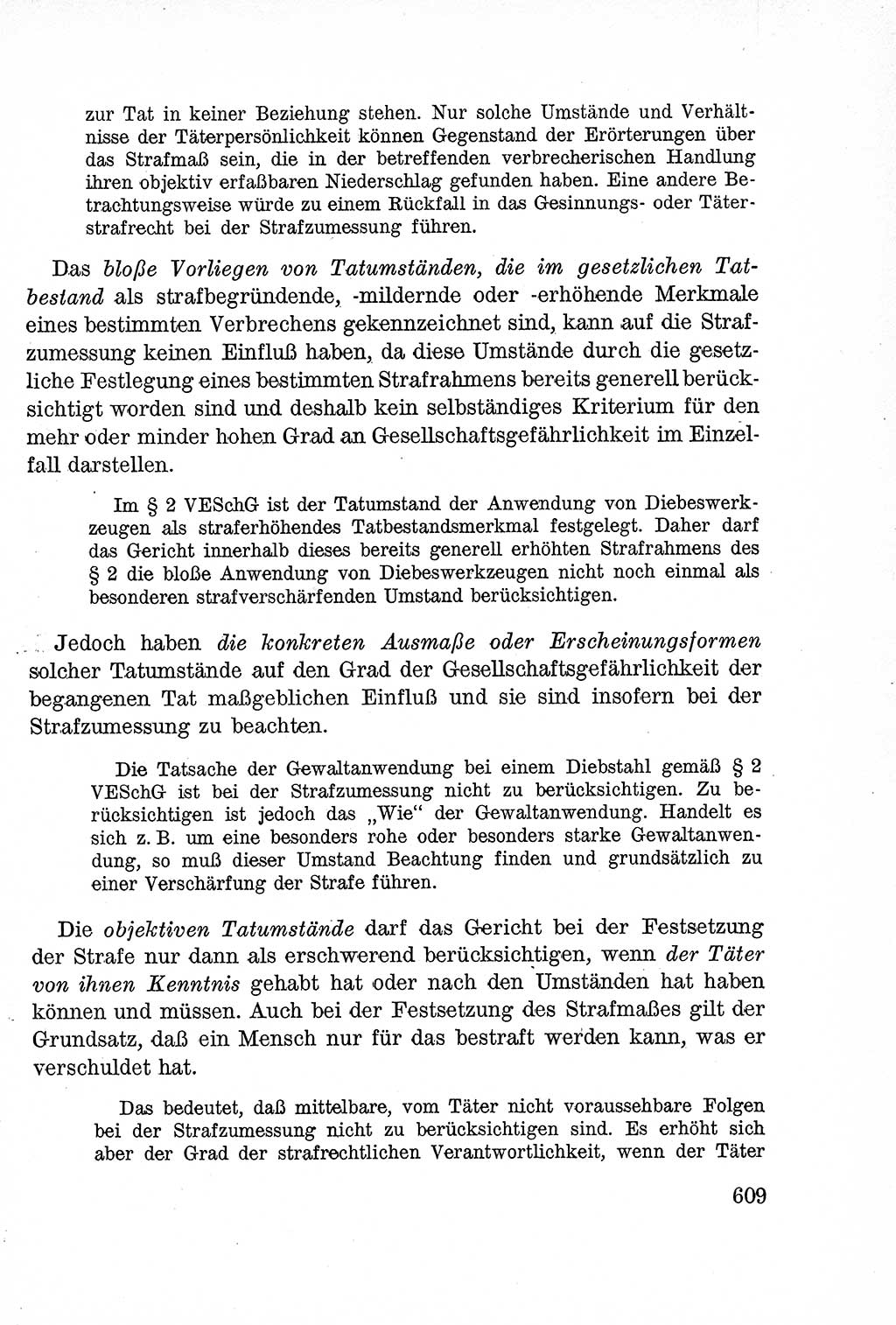 Lehrbuch des Strafrechts der Deutschen Demokratischen Republik (DDR), Allgemeiner Teil 1957, Seite 609 (Lb. Strafr. DDR AT 1957, S. 609)