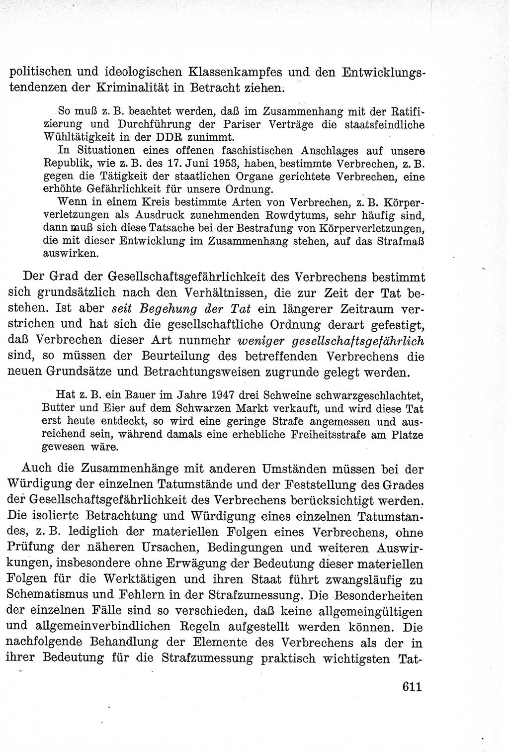 Lehrbuch des Strafrechts der Deutschen Demokratischen Republik (DDR), Allgemeiner Teil 1957, Seite 611 (Lb. Strafr. DDR AT 1957, S. 611)