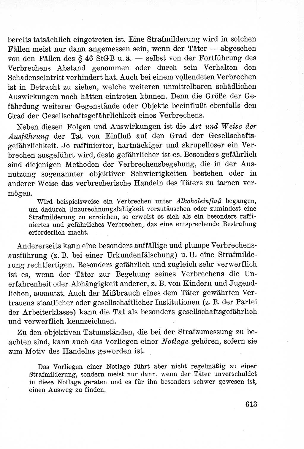Lehrbuch des Strafrechts der Deutschen Demokratischen Republik (DDR), Allgemeiner Teil 1957, Seite 613 (Lb. Strafr. DDR AT 1957, S. 613)