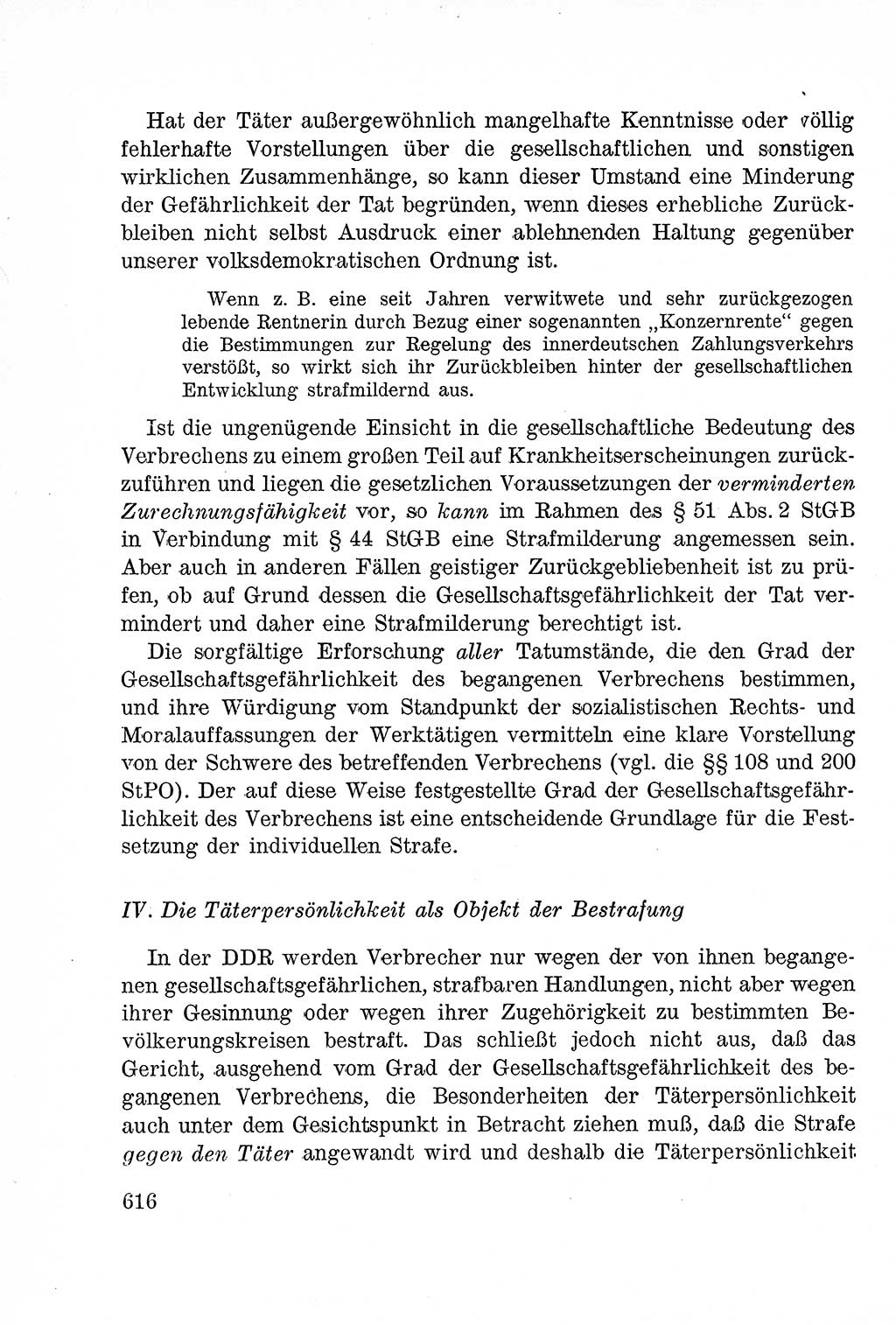 Lehrbuch des Strafrechts der Deutschen Demokratischen Republik (DDR), Allgemeiner Teil 1957, Seite 616 (Lb. Strafr. DDR AT 1957, S. 616)