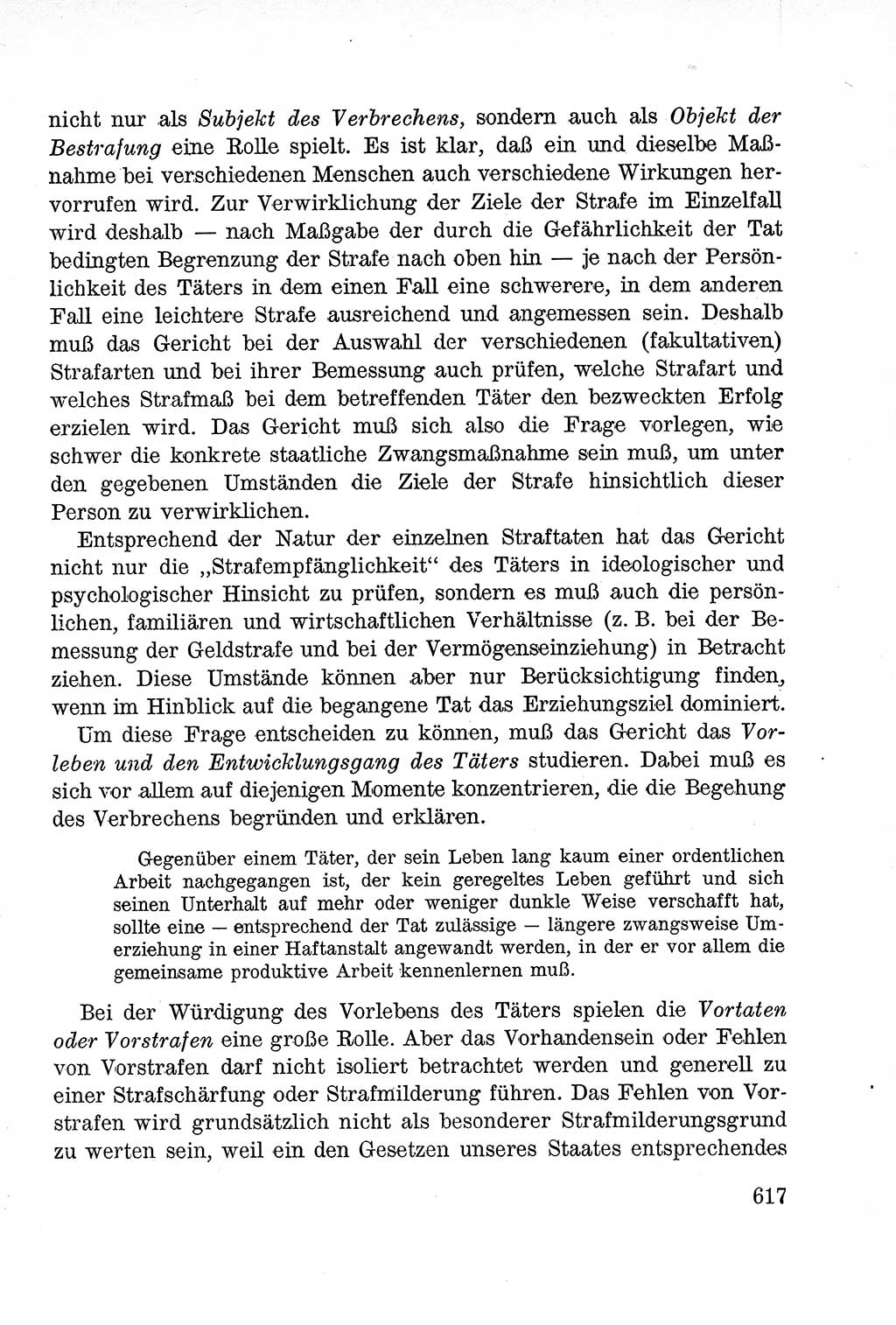 Lehrbuch des Strafrechts der Deutschen Demokratischen Republik (DDR), Allgemeiner Teil 1957, Seite 617 (Lb. Strafr. DDR AT 1957, S. 617)