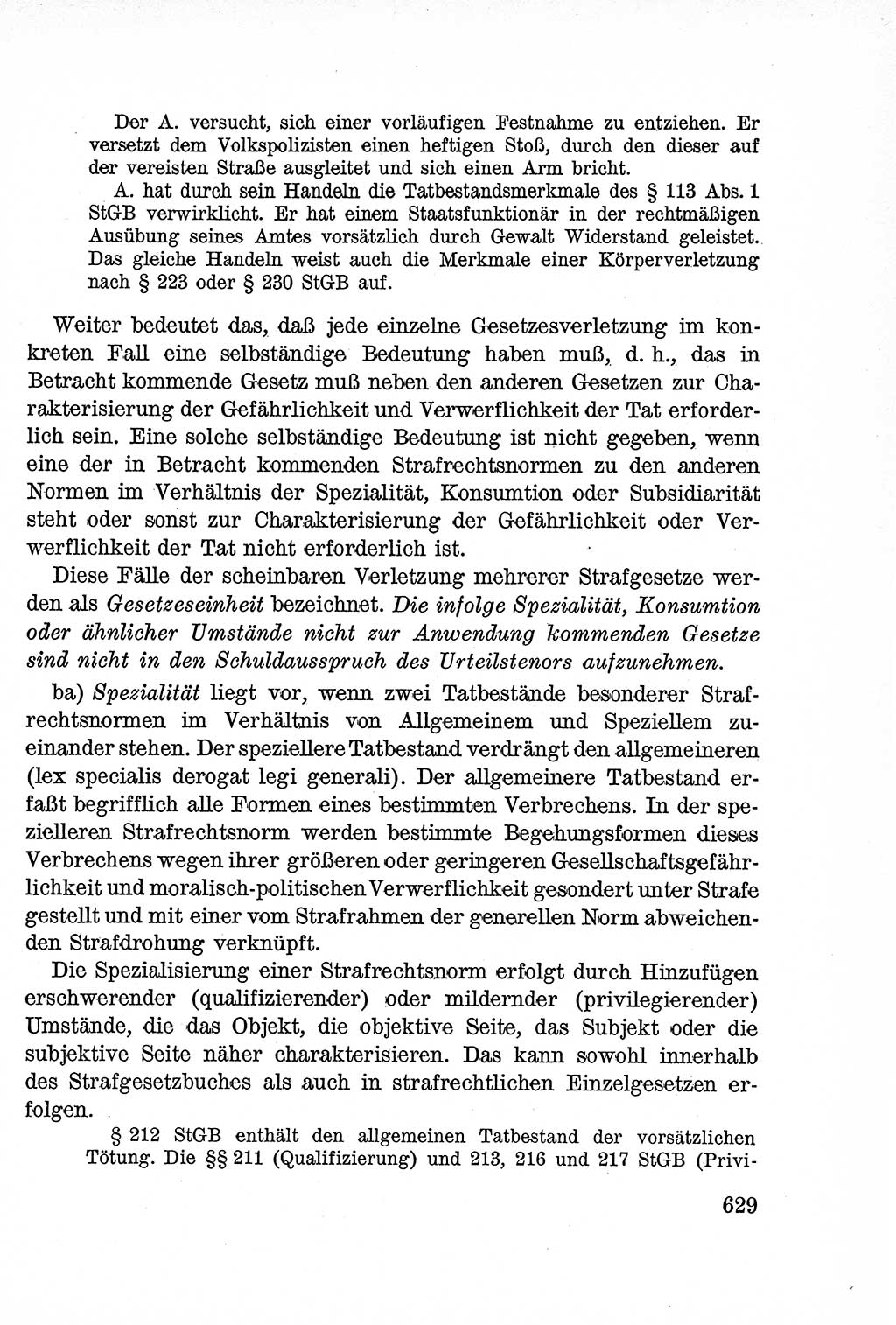 Lehrbuch des Strafrechts der Deutschen Demokratischen Republik (DDR), Allgemeiner Teil 1957, Seite 629 (Lb. Strafr. DDR AT 1957, S. 629)