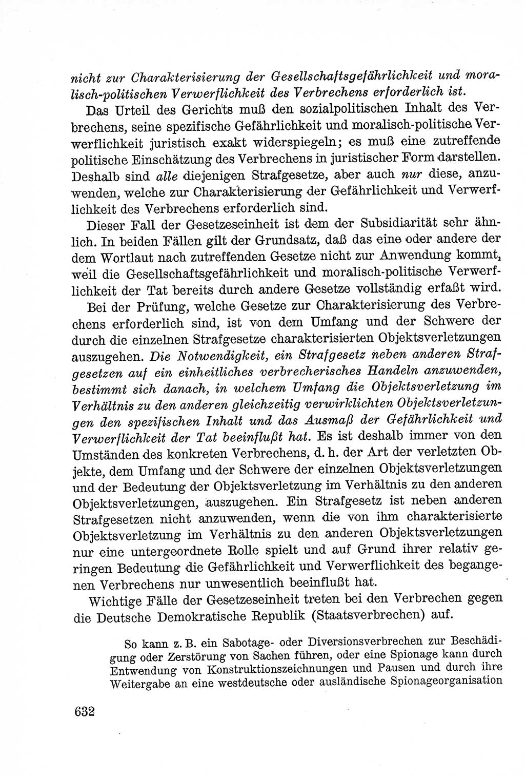 Lehrbuch des Strafrechts der Deutschen Demokratischen Republik (DDR), Allgemeiner Teil 1957, Seite 632 (Lb. Strafr. DDR AT 1957, S. 632)