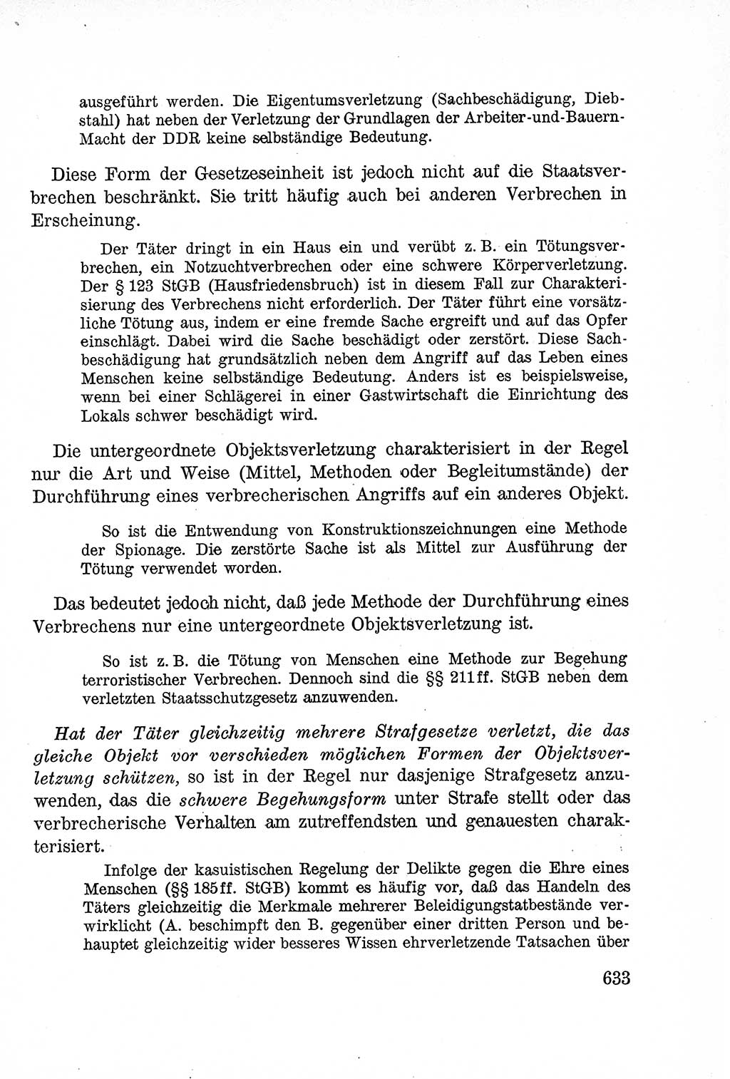 Lehrbuch des Strafrechts der Deutschen Demokratischen Republik (DDR), Allgemeiner Teil 1957, Seite 633 (Lb. Strafr. DDR AT 1957, S. 633)