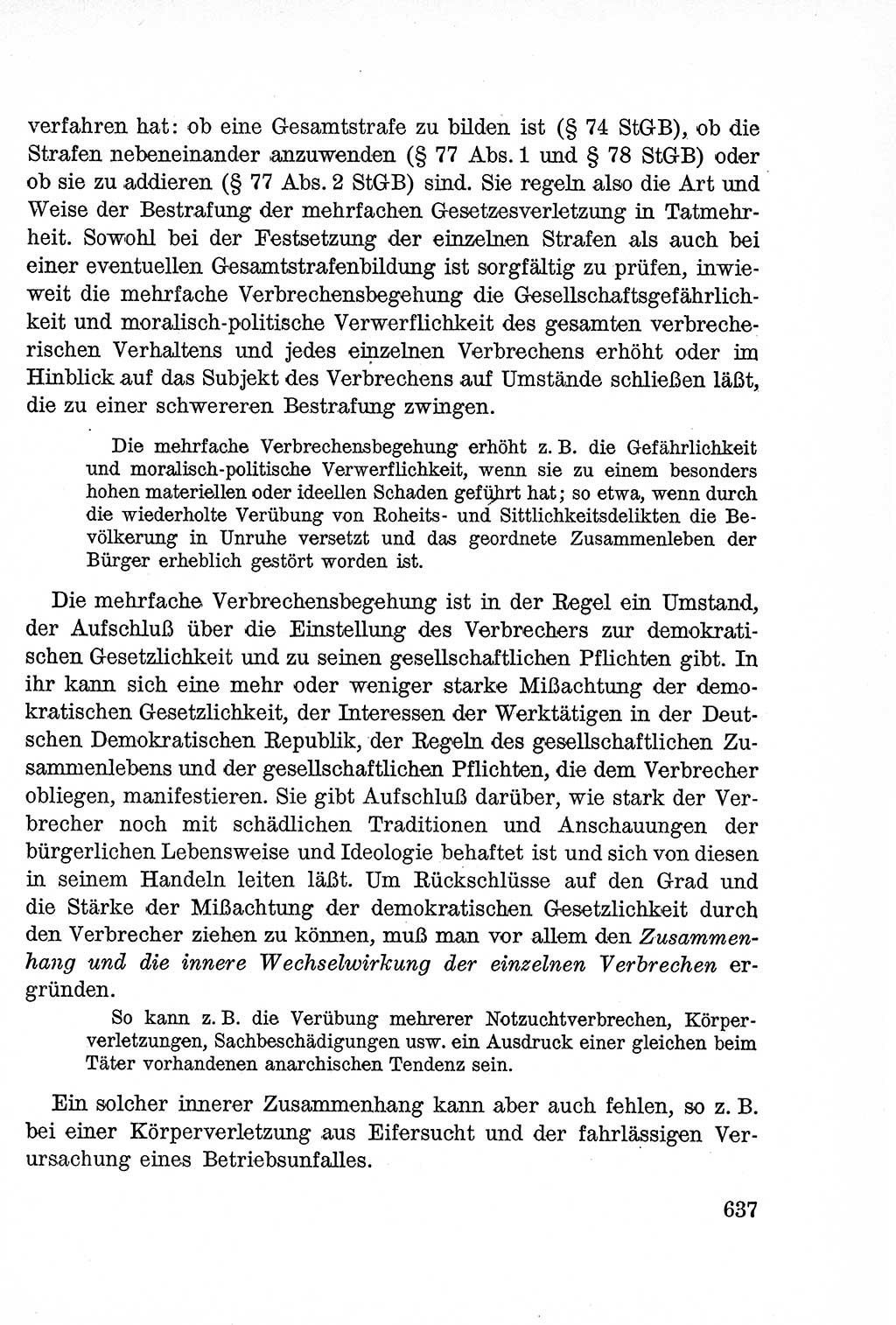 Lehrbuch des Strafrechts der Deutschen Demokratischen Republik (DDR), Allgemeiner Teil 1957, Seite 637 (Lb. Strafr. DDR AT 1957, S. 637)