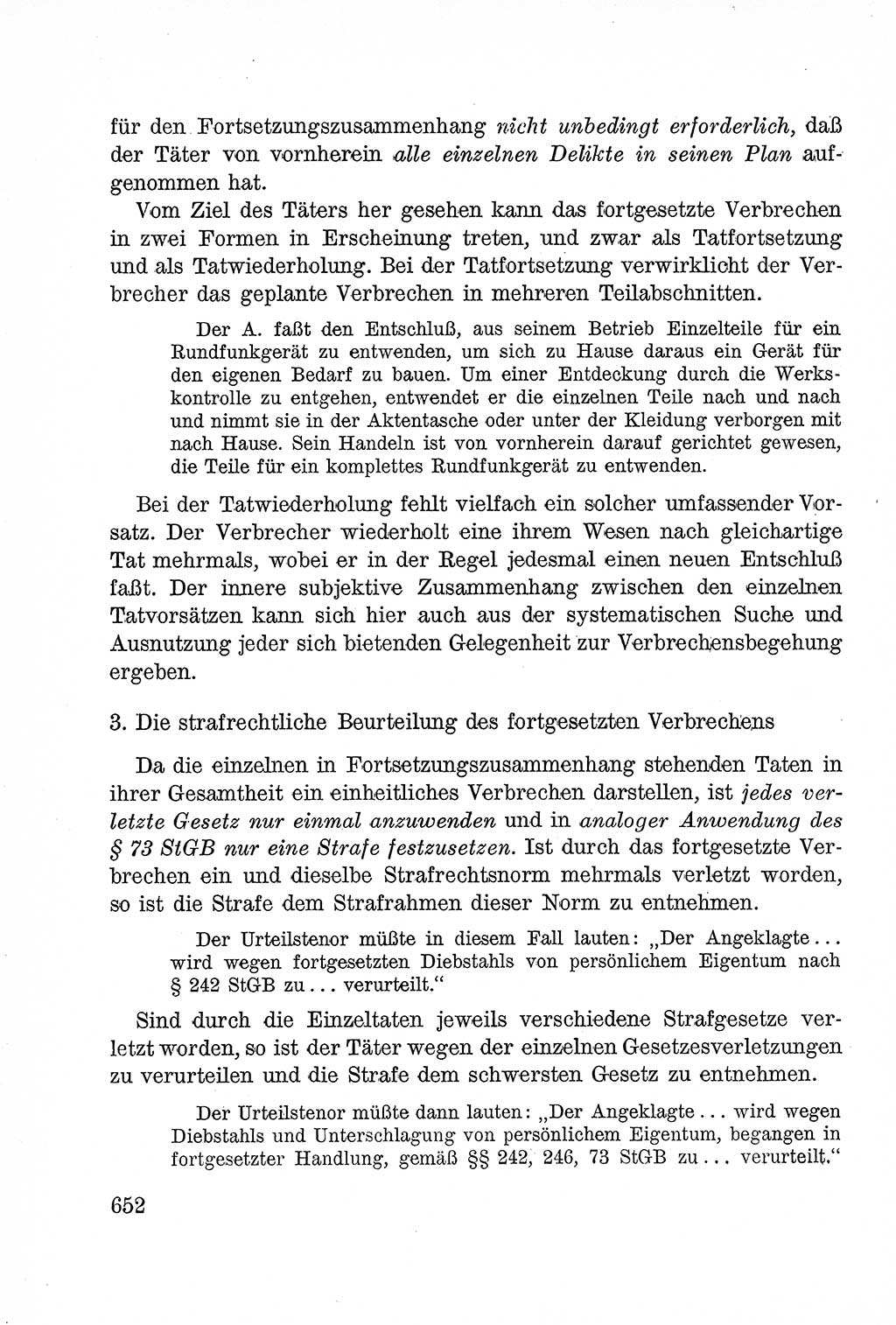 Lehrbuch des Strafrechts der Deutschen Demokratischen Republik (DDR), Allgemeiner Teil 1957, Seite 652 (Lb. Strafr. DDR AT 1957, S. 652)