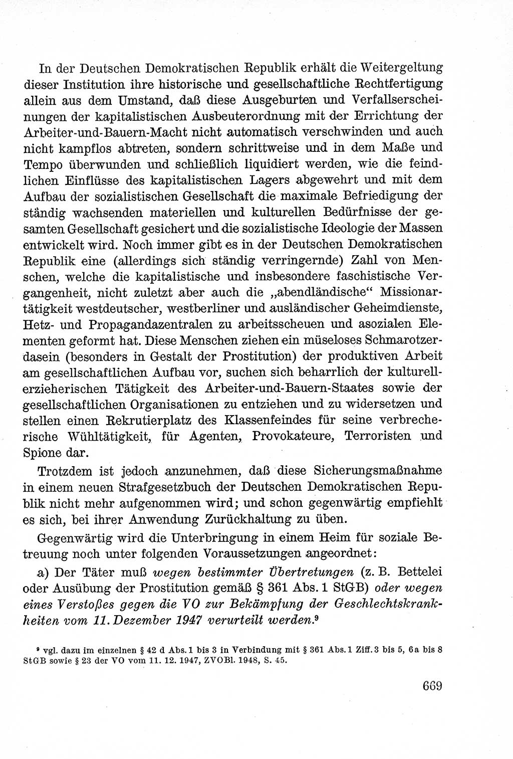 Lehrbuch des Strafrechts der Deutschen Demokratischen Republik (DDR), Allgemeiner Teil 1957, Seite 669 (Lb. Strafr. DDR AT 1957, S. 669)