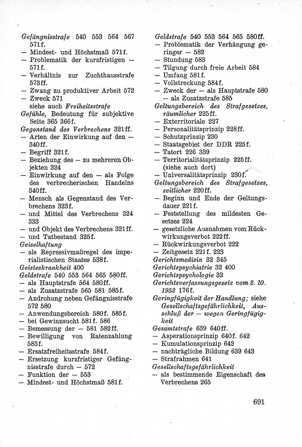 Lehrbuch des Strafrechts der Deutschen Demokratischen Republik (DDR), Allgemeiner Teil 1957, Seite 691 (Lb. Strafr. DDR AT 1957, S. 691)