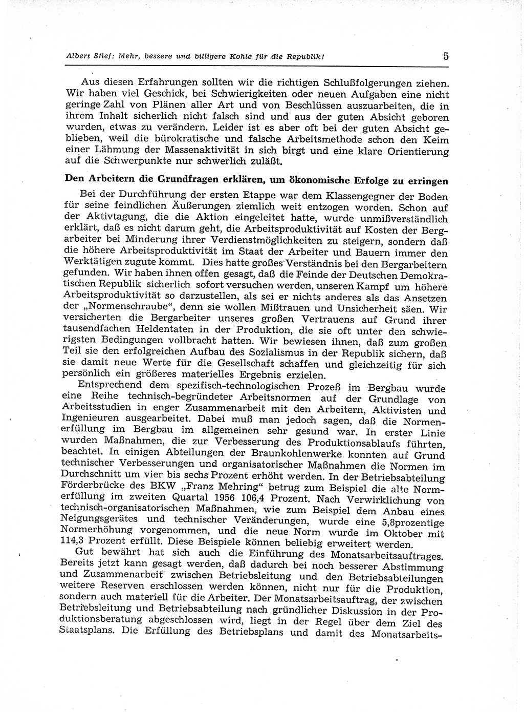 Neuer Weg (NW), Organ des Zentralkomitees (ZK) der SED (Sozialistische Einheitspartei Deutschlands) für Fragen des Parteiaufbaus und des Parteilebens, 12. Jahrgang [Deutsche Demokratische Republik (DDR)] 1957, Seite 5 (NW ZK SED DDR 1957, S. 5)