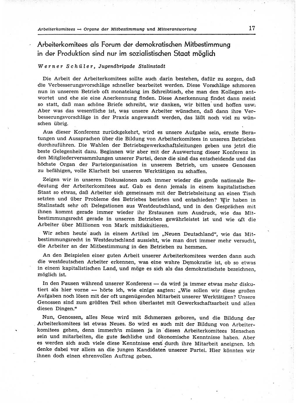 Neuer Weg (NW), Organ des Zentralkomitees (ZK) der SED (Sozialistische Einheitspartei Deutschlands) für Fragen des Parteiaufbaus und des Parteilebens, 12. Jahrgang [Deutsche Demokratische Republik (DDR)] 1957, Seite 17 (NW ZK SED DDR 1957, S. 17)