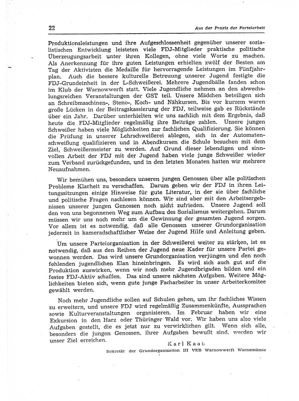 Neuer Weg (NW), Organ des Zentralkomitees (ZK) der SED (Sozialistische Einheitspartei Deutschlands) für Fragen des Parteiaufbaus und des Parteilebens, 12. Jahrgang [Deutsche Demokratische Republik (DDR)] 1957, Seite 22 (NW ZK SED DDR 1957, S. 22)