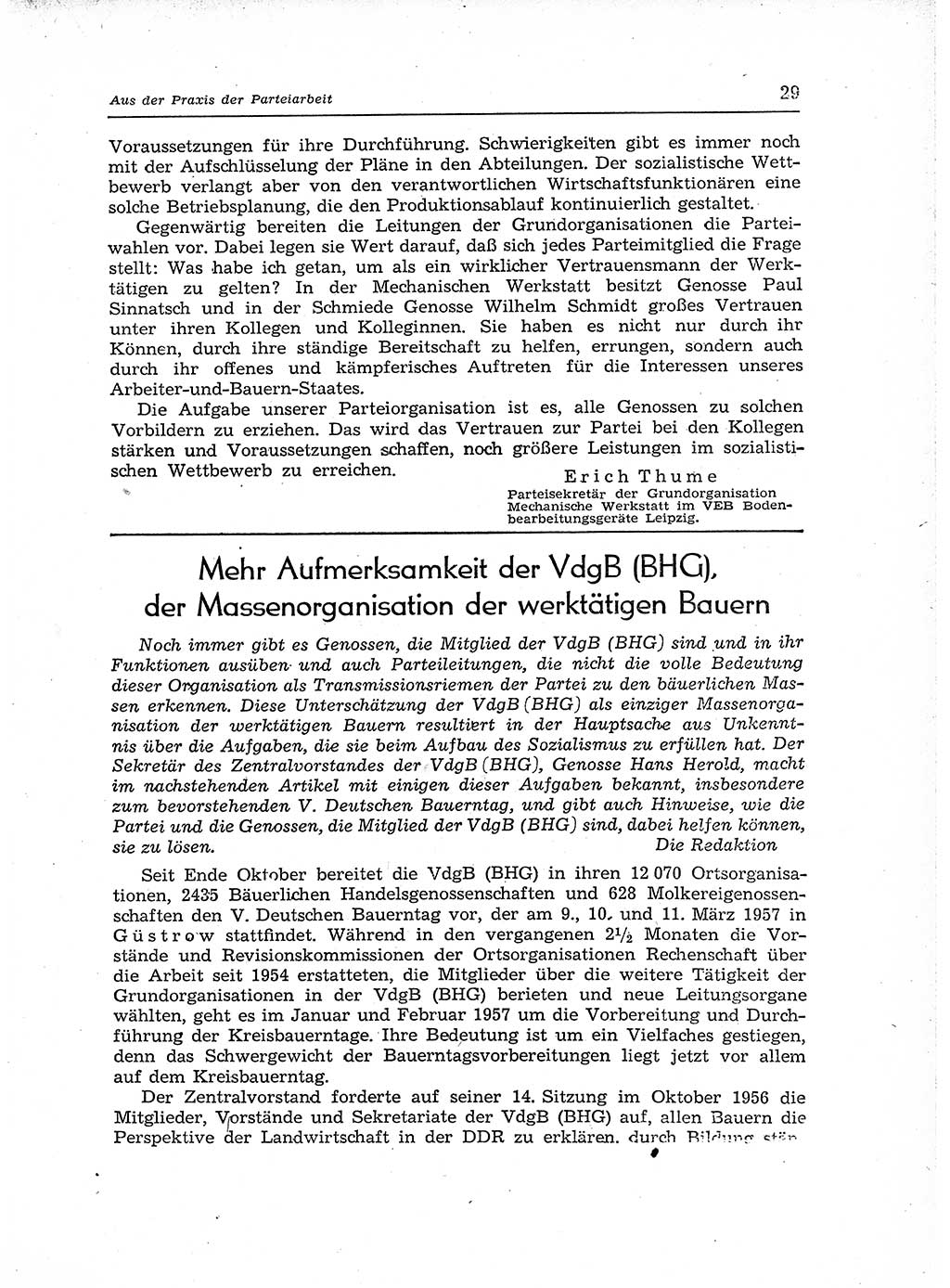 Neuer Weg (NW), Organ des Zentralkomitees (ZK) der SED (Sozialistische Einheitspartei Deutschlands) für Fragen des Parteiaufbaus und des Parteilebens, 12. Jahrgang [Deutsche Demokratische Republik (DDR)] 1957, Seite 29 (NW ZK SED DDR 1957, S. 29)