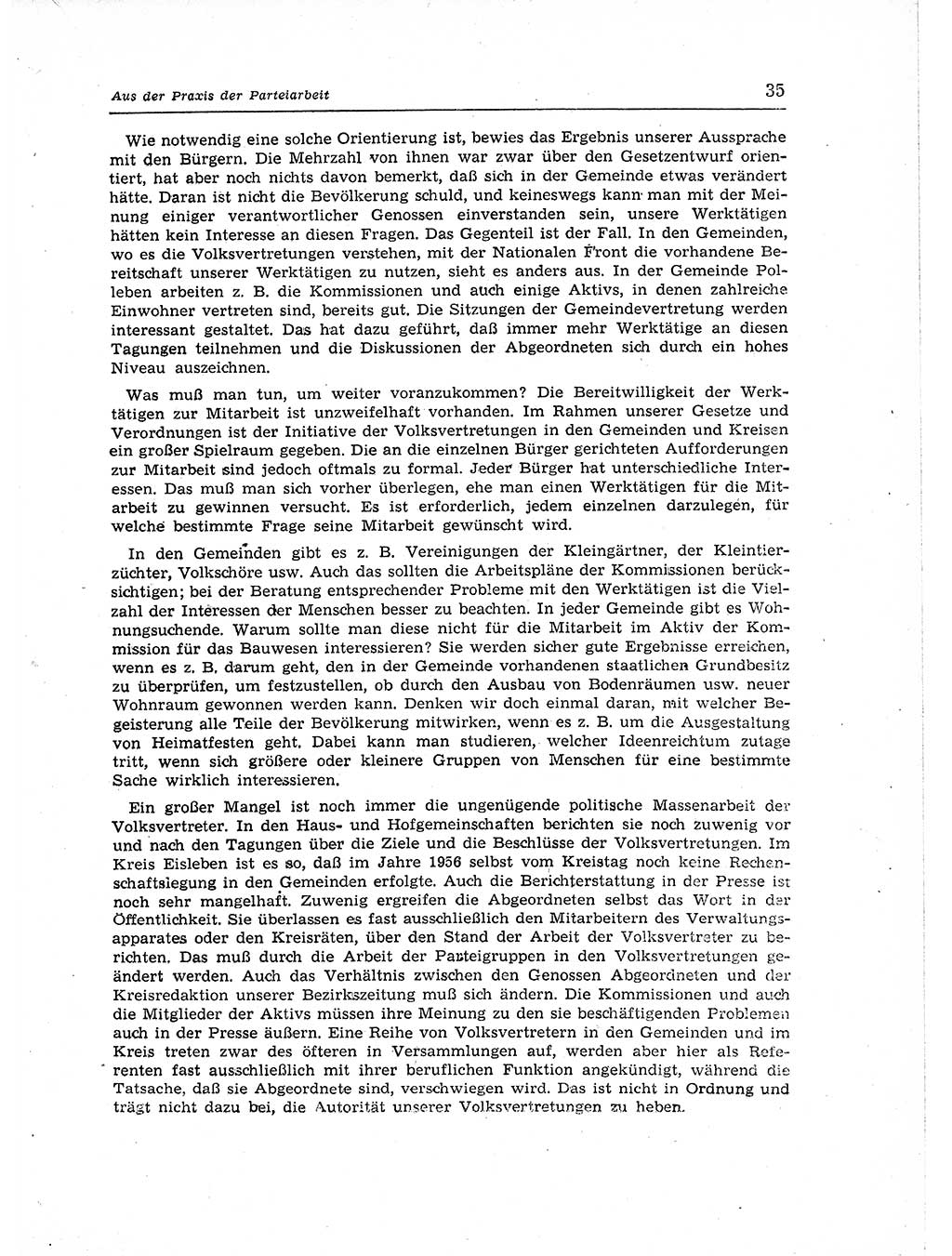 Neuer Weg (NW), Organ des Zentralkomitees (ZK) der SED (Sozialistische Einheitspartei Deutschlands) für Fragen des Parteiaufbaus und des Parteilebens, 12. Jahrgang [Deutsche Demokratische Republik (DDR)] 1957, Seite 35 (NW ZK SED DDR 1957, S. 35)