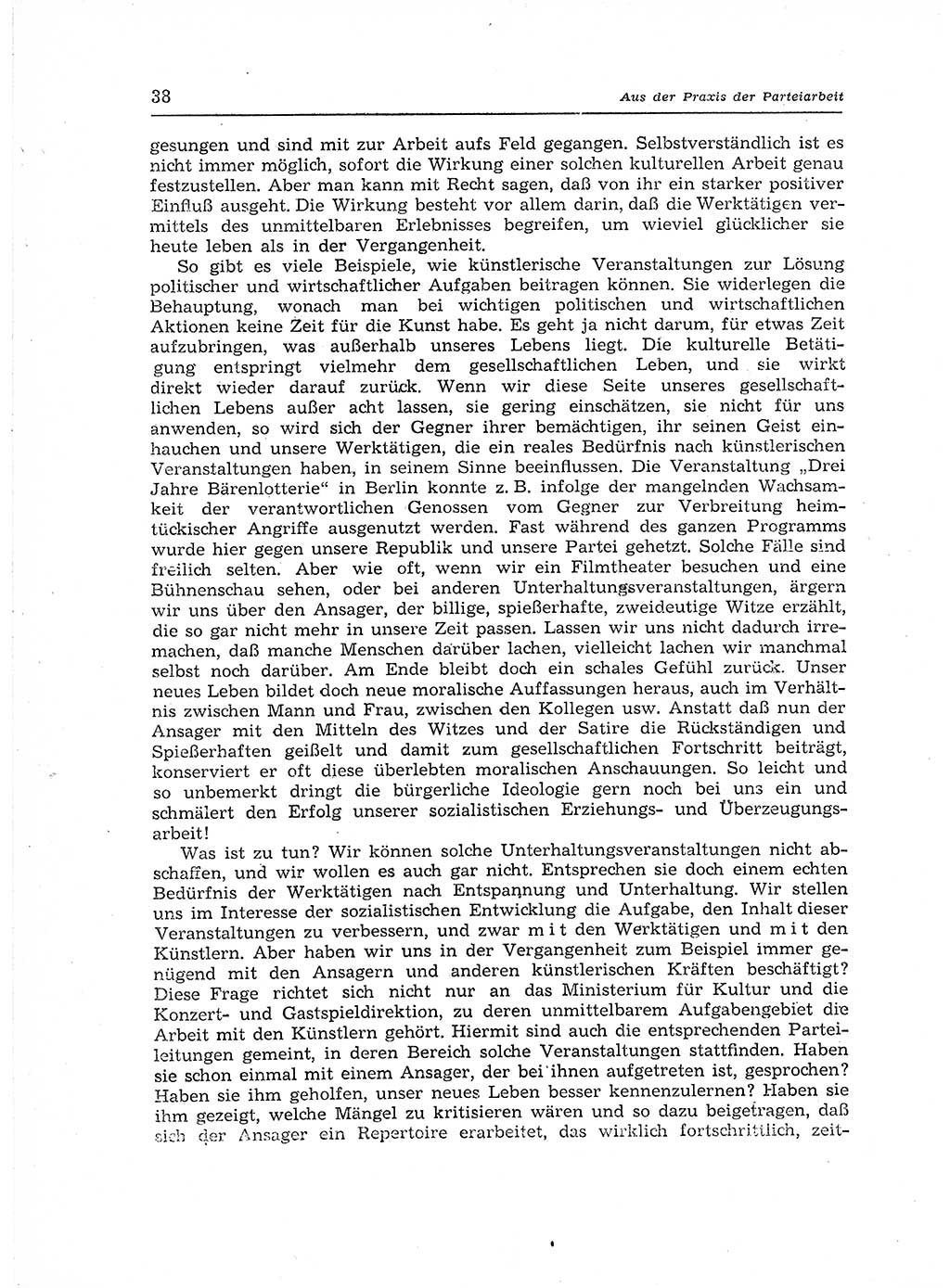 Neuer Weg (NW), Organ des Zentralkomitees (ZK) der SED (Sozialistische Einheitspartei Deutschlands) für Fragen des Parteiaufbaus und des Parteilebens, 12. Jahrgang [Deutsche Demokratische Republik (DDR)] 1957, Seite 38 (NW ZK SED DDR 1957, S. 38)