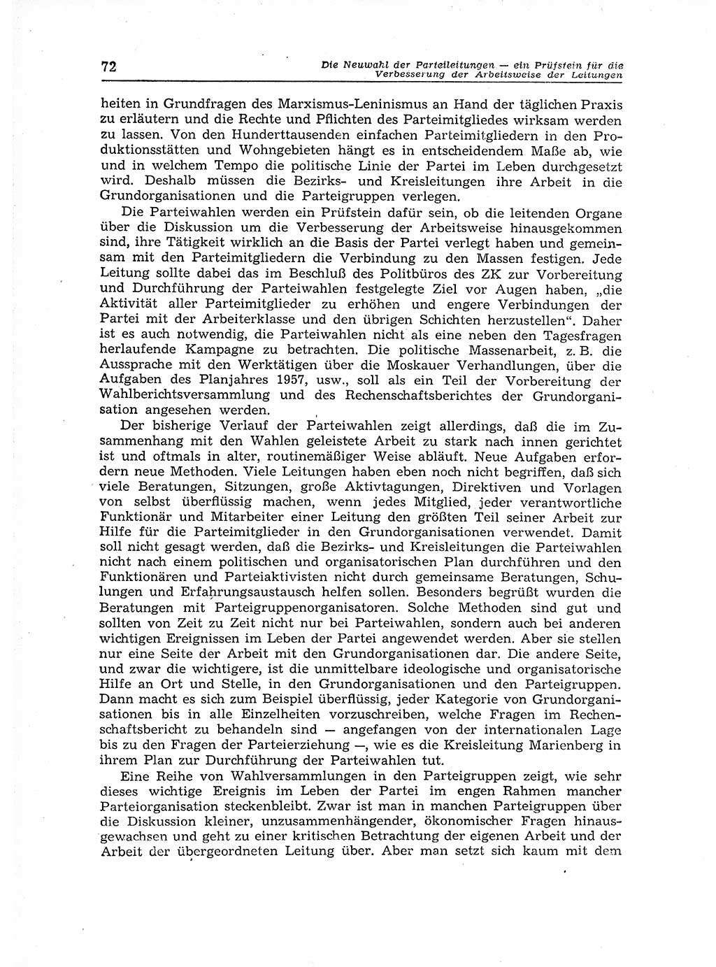 Neuer Weg (NW), Organ des Zentralkomitees (ZK) der SED (Sozialistische Einheitspartei Deutschlands) für Fragen des Parteiaufbaus und des Parteilebens, 12. Jahrgang [Deutsche Demokratische Republik (DDR)] 1957, Seite 72 (NW ZK SED DDR 1957, S. 72)