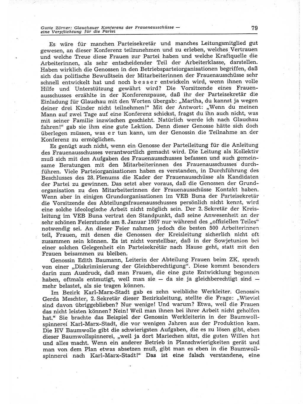Neuer Weg (NW), Organ des Zentralkomitees (ZK) der SED (Sozialistische Einheitspartei Deutschlands) für Fragen des Parteiaufbaus und des Parteilebens, 12. Jahrgang [Deutsche Demokratische Republik (DDR)] 1957, Seite 79 (NW ZK SED DDR 1957, S. 79)