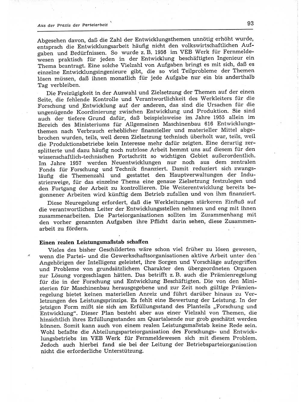 Neuer Weg (NW), Organ des Zentralkomitees (ZK) der SED (Sozialistische Einheitspartei Deutschlands) für Fragen des Parteiaufbaus und des Parteilebens, 12. Jahrgang [Deutsche Demokratische Republik (DDR)] 1957, Seite 93 (NW ZK SED DDR 1957, S. 93)