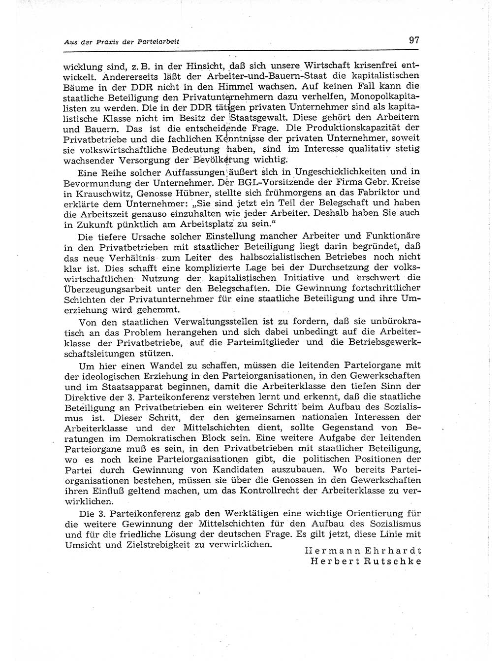 Neuer Weg (NW), Organ des Zentralkomitees (ZK) der SED (Sozialistische Einheitspartei Deutschlands) für Fragen des Parteiaufbaus und des Parteilebens, 12. Jahrgang [Deutsche Demokratische Republik (DDR)] 1957, Seite 97 (NW ZK SED DDR 1957, S. 97)