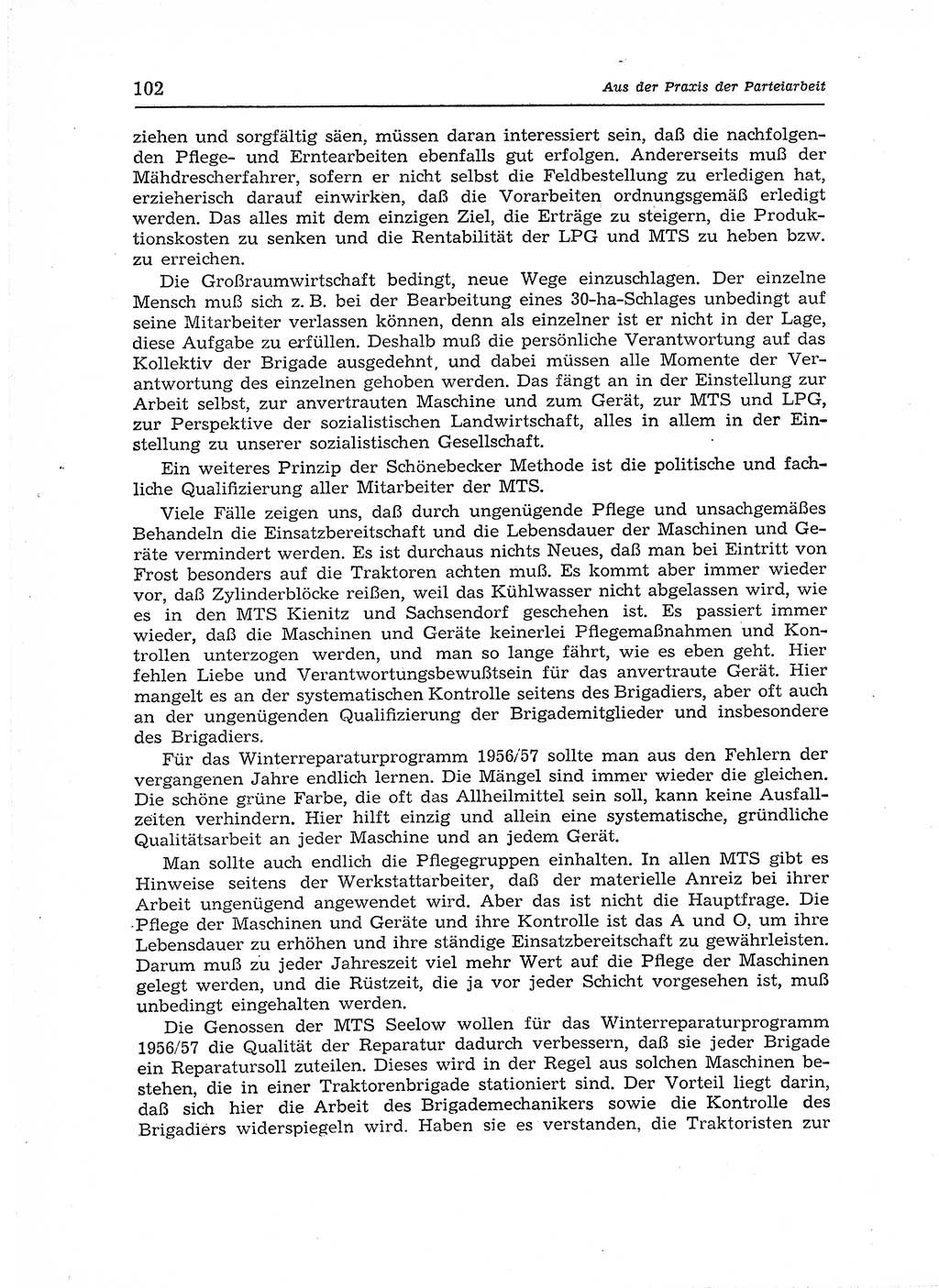 Neuer Weg (NW), Organ des Zentralkomitees (ZK) der SED (Sozialistische Einheitspartei Deutschlands) für Fragen des Parteiaufbaus und des Parteilebens, 12. Jahrgang [Deutsche Demokratische Republik (DDR)] 1957, Seite 102 (NW ZK SED DDR 1957, S. 102)
