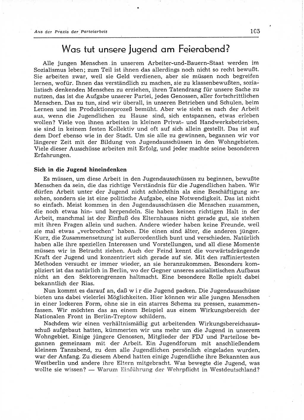 Neuer Weg (NW), Organ des Zentralkomitees (ZK) der SED (Sozialistische Einheitspartei Deutschlands) für Fragen des Parteiaufbaus und des Parteilebens, 12. Jahrgang [Deutsche Demokratische Republik (DDR)] 1957, Seite 105 (NW ZK SED DDR 1957, S. 105)