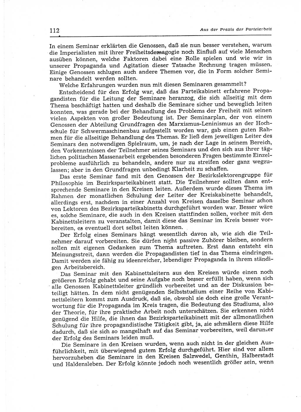 Neuer Weg (NW), Organ des Zentralkomitees (ZK) der SED (Sozialistische Einheitspartei Deutschlands) für Fragen des Parteiaufbaus und des Parteilebens, 12. Jahrgang [Deutsche Demokratische Republik (DDR)] 1957, Seite 112 (NW ZK SED DDR 1957, S. 112)