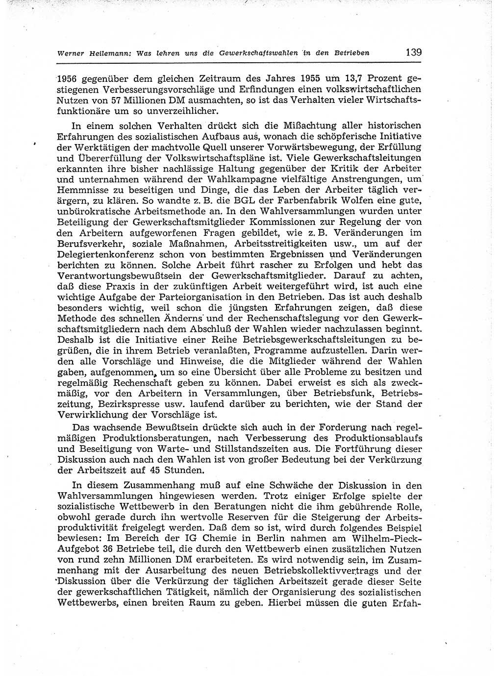 Neuer Weg (NW), Organ des Zentralkomitees (ZK) der SED (Sozialistische Einheitspartei Deutschlands) für Fragen des Parteiaufbaus und des Parteilebens, 12. Jahrgang [Deutsche Demokratische Republik (DDR)] 1957, Seite 139 (NW ZK SED DDR 1957, S. 139)