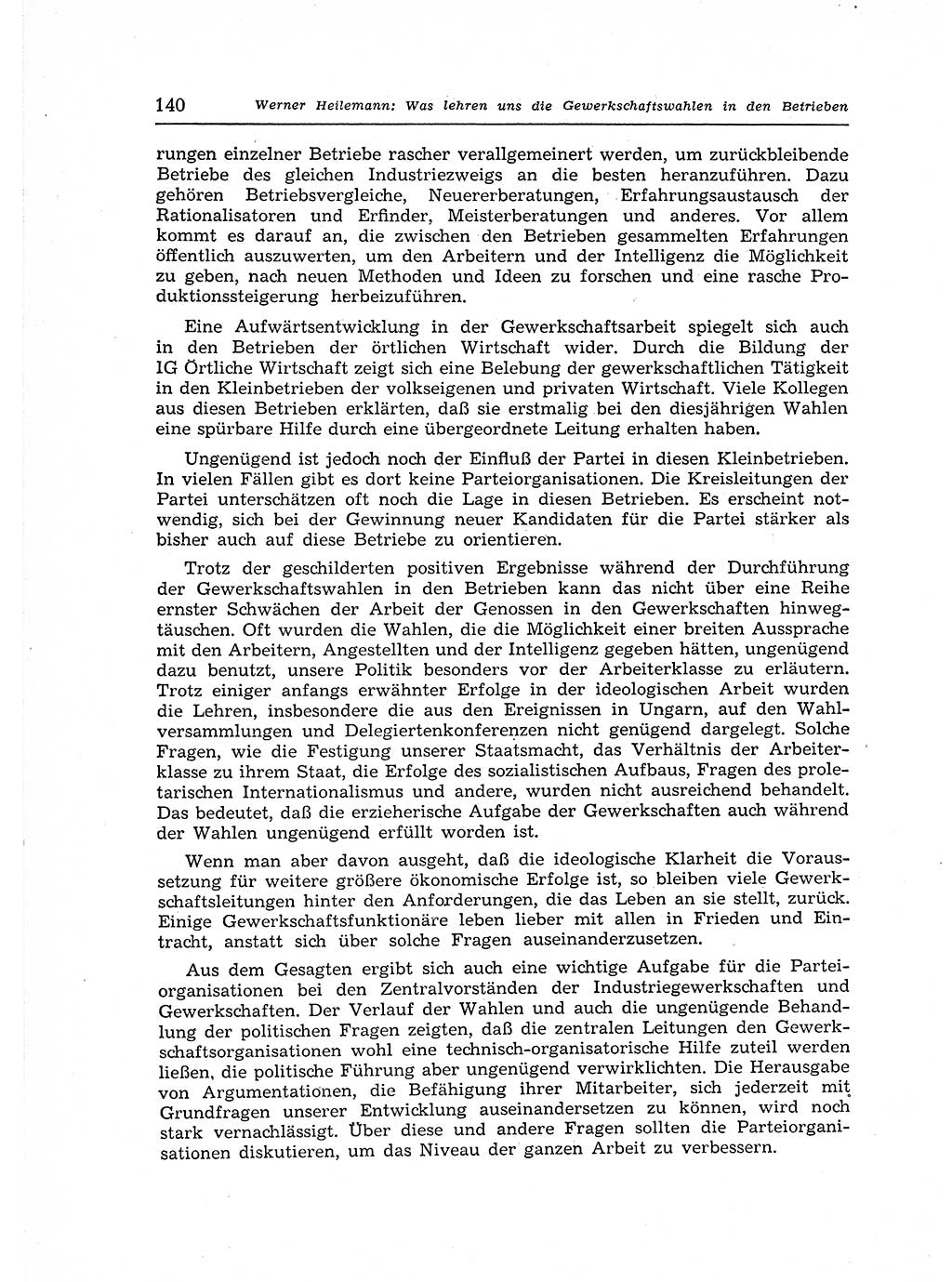 Neuer Weg (NW), Organ des Zentralkomitees (ZK) der SED (Sozialistische Einheitspartei Deutschlands) für Fragen des Parteiaufbaus und des Parteilebens, 12. Jahrgang [Deutsche Demokratische Republik (DDR)] 1957, Seite 140 (NW ZK SED DDR 1957, S. 140)