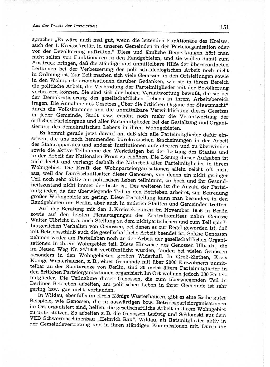 Neuer Weg (NW), Organ des Zentralkomitees (ZK) der SED (Sozialistische Einheitspartei Deutschlands) für Fragen des Parteiaufbaus und des Parteilebens, 12. Jahrgang [Deutsche Demokratische Republik (DDR)] 1957, Seite 151 (NW ZK SED DDR 1957, S. 151)