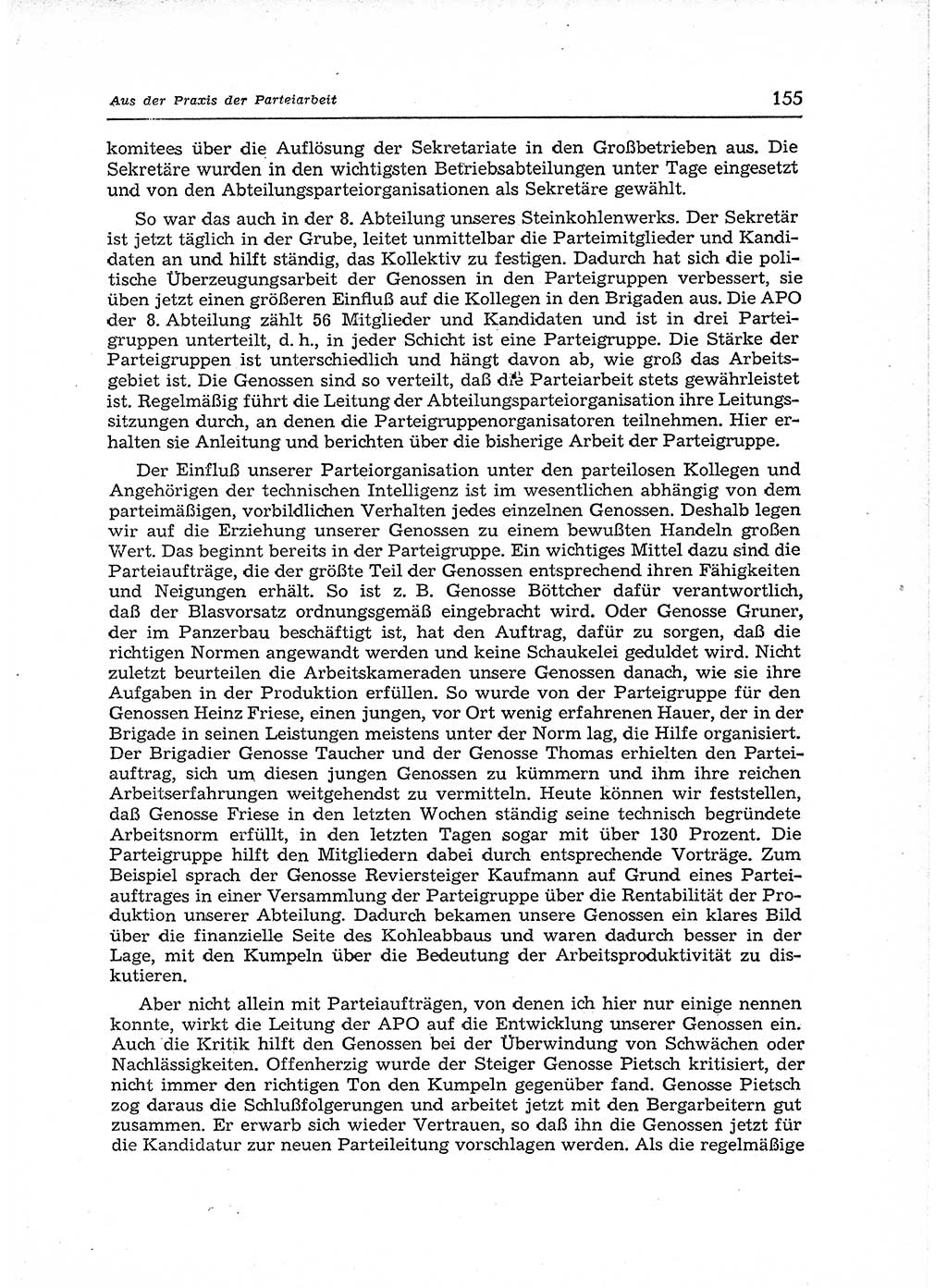 Neuer Weg (NW), Organ des Zentralkomitees (ZK) der SED (Sozialistische Einheitspartei Deutschlands) für Fragen des Parteiaufbaus und des Parteilebens, 12. Jahrgang [Deutsche Demokratische Republik (DDR)] 1957, Seite 155 (NW ZK SED DDR 1957, S. 155)