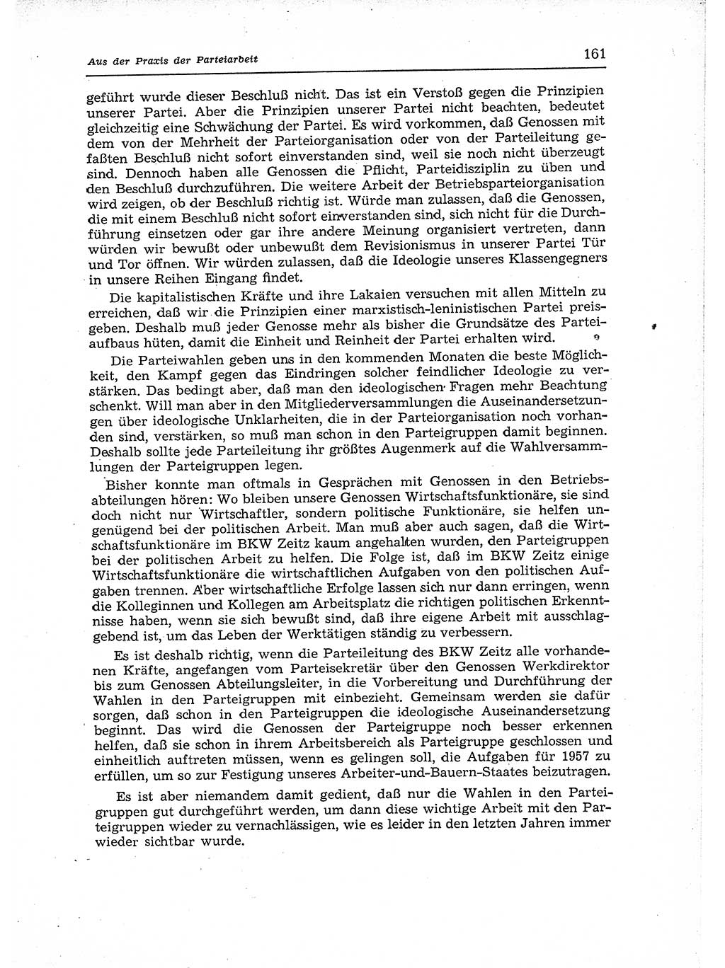 Neuer Weg (NW), Organ des Zentralkomitees (ZK) der SED (Sozialistische Einheitspartei Deutschlands) für Fragen des Parteiaufbaus und des Parteilebens, 12. Jahrgang [Deutsche Demokratische Republik (DDR)] 1957, Seite 161 (NW ZK SED DDR 1957, S. 161)