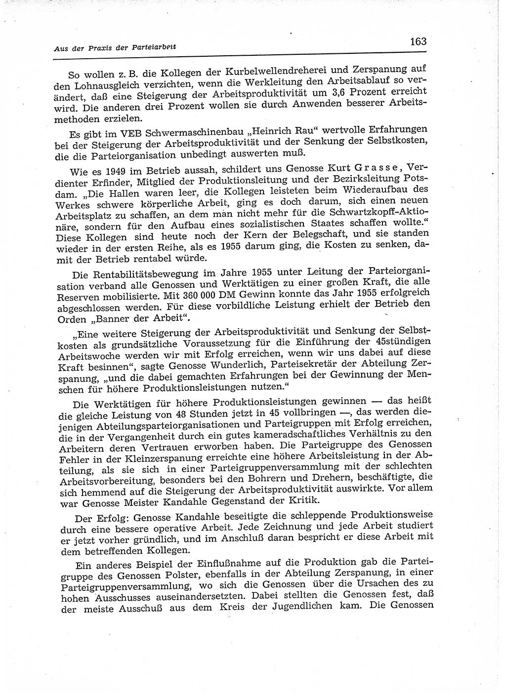 Neuer Weg (NW), Organ des Zentralkomitees (ZK) der SED (Sozialistische Einheitspartei Deutschlands) für Fragen des Parteiaufbaus und des Parteilebens, 12. Jahrgang [Deutsche Demokratische Republik (DDR)] 1957, Seite 163 (NW ZK SED DDR 1957, S. 163)