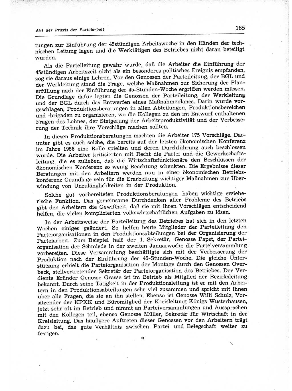 Neuer Weg (NW), Organ des Zentralkomitees (ZK) der SED (Sozialistische Einheitspartei Deutschlands) für Fragen des Parteiaufbaus und des Parteilebens, 12. Jahrgang [Deutsche Demokratische Republik (DDR)] 1957, Seite 165 (NW ZK SED DDR 1957, S. 165)
