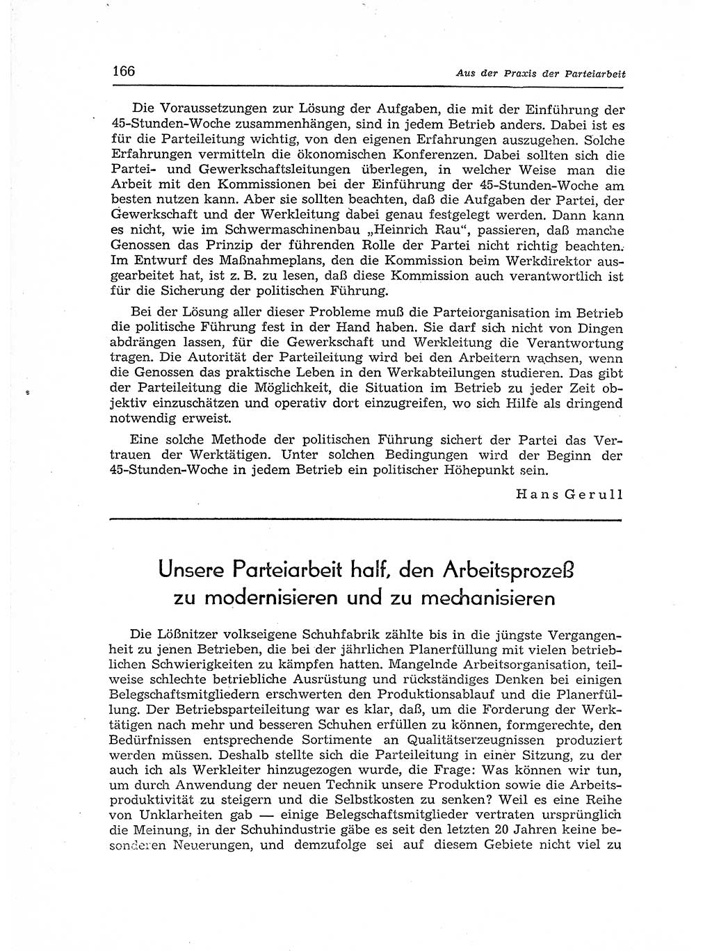 Neuer Weg (NW), Organ des Zentralkomitees (ZK) der SED (Sozialistische Einheitspartei Deutschlands) für Fragen des Parteiaufbaus und des Parteilebens, 12. Jahrgang [Deutsche Demokratische Republik (DDR)] 1957, Seite 166 (NW ZK SED DDR 1957, S. 166)