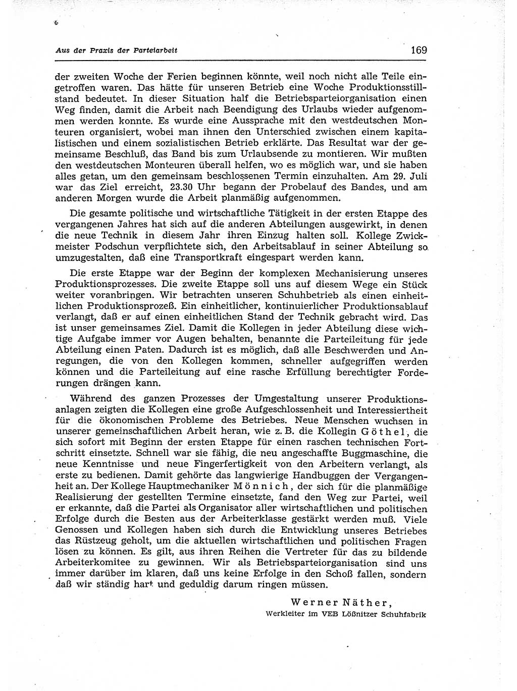 Neuer Weg (NW), Organ des Zentralkomitees (ZK) der SED (Sozialistische Einheitspartei Deutschlands) für Fragen des Parteiaufbaus und des Parteilebens, 12. Jahrgang [Deutsche Demokratische Republik (DDR)] 1957, Seite 169 (NW ZK SED DDR 1957, S. 169)