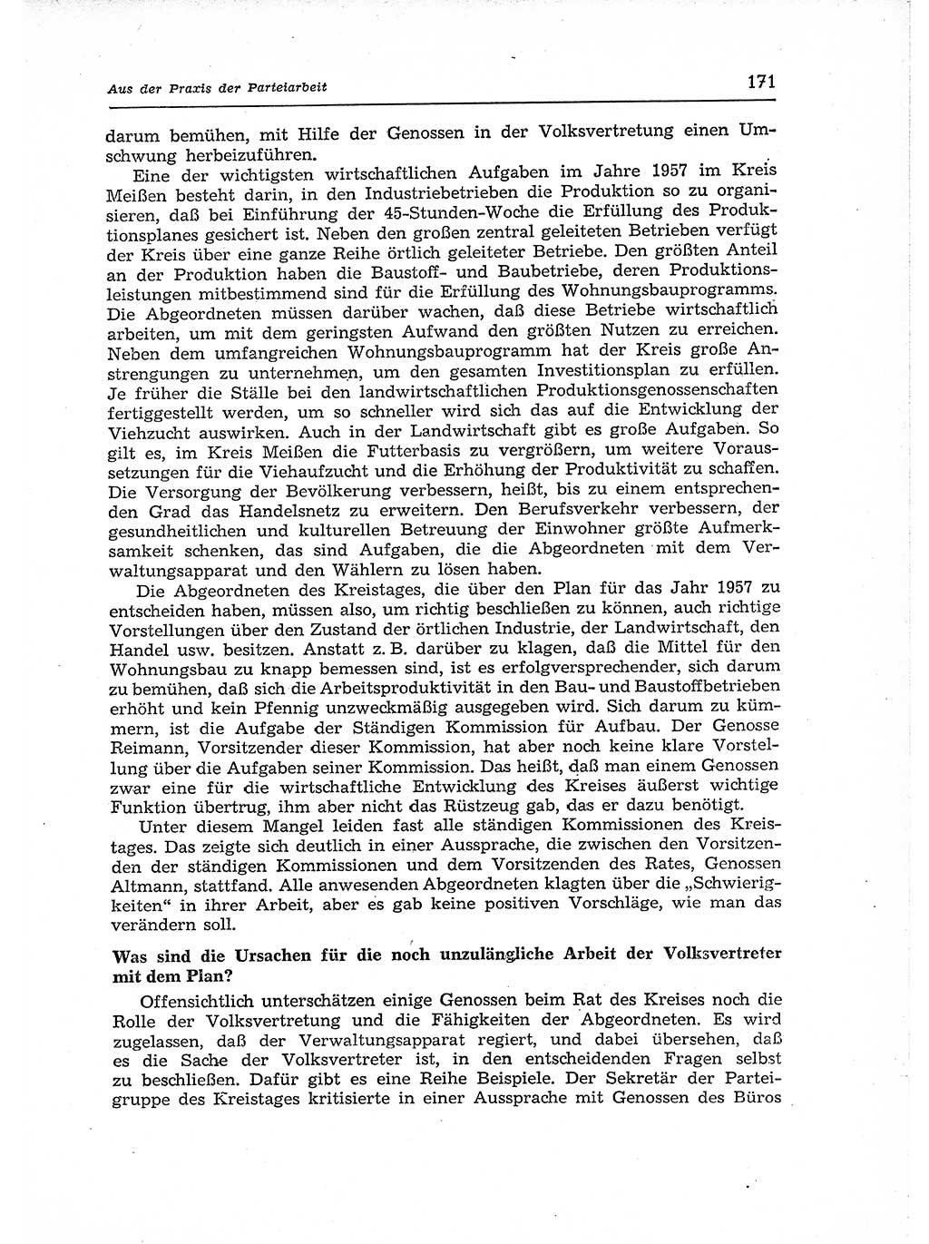 Neuer Weg (NW), Organ des Zentralkomitees (ZK) der SED (Sozialistische Einheitspartei Deutschlands) für Fragen des Parteiaufbaus und des Parteilebens, 12. Jahrgang [Deutsche Demokratische Republik (DDR)] 1957, Seite 171 (NW ZK SED DDR 1957, S. 171)