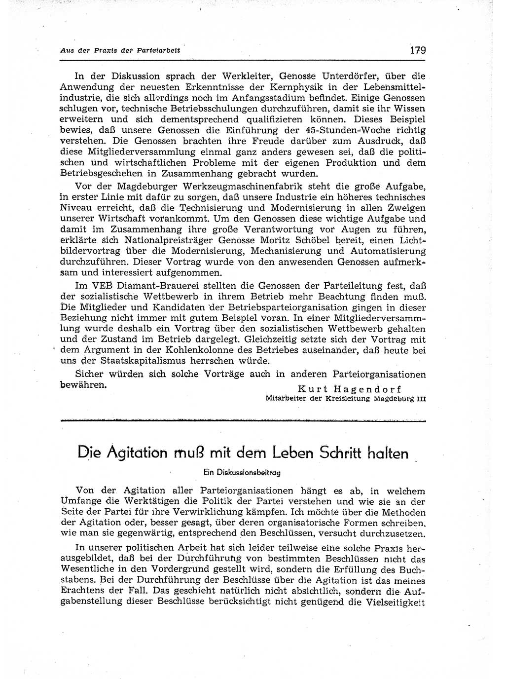 Neuer Weg (NW), Organ des Zentralkomitees (ZK) der SED (Sozialistische Einheitspartei Deutschlands) für Fragen des Parteiaufbaus und des Parteilebens, 12. Jahrgang [Deutsche Demokratische Republik (DDR)] 1957, Seite 179 (NW ZK SED DDR 1957, S. 179)