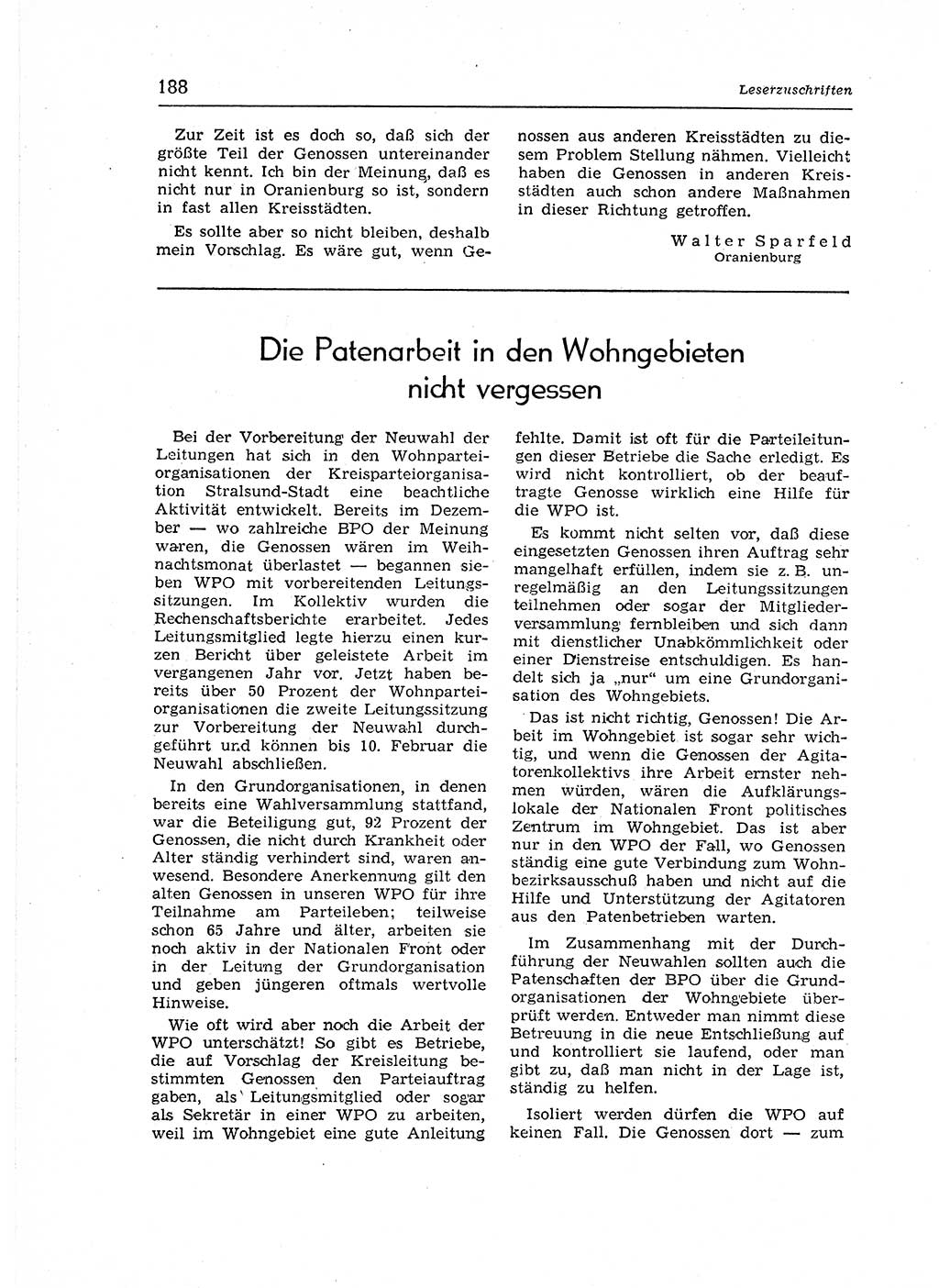 Neuer Weg (NW), Organ des Zentralkomitees (ZK) der SED (Sozialistische Einheitspartei Deutschlands) für Fragen des Parteiaufbaus und des Parteilebens, 12. Jahrgang [Deutsche Demokratische Republik (DDR)] 1957, Seite 188 (NW ZK SED DDR 1957, S. 188)