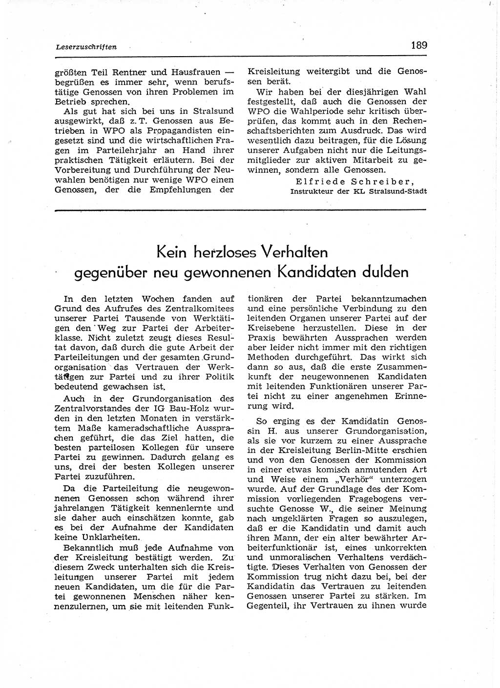 Neuer Weg (NW), Organ des Zentralkomitees (ZK) der SED (Sozialistische Einheitspartei Deutschlands) für Fragen des Parteiaufbaus und des Parteilebens, 12. Jahrgang [Deutsche Demokratische Republik (DDR)] 1957, Seite 189 (NW ZK SED DDR 1957, S. 189)