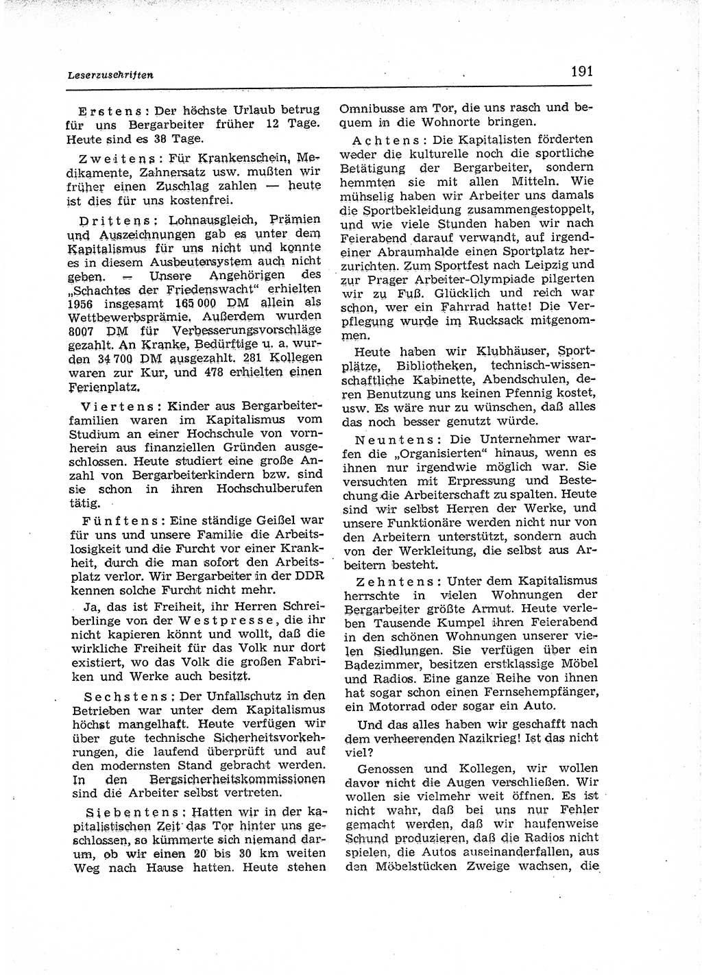 Neuer Weg (NW), Organ des Zentralkomitees (ZK) der SED (Sozialistische Einheitspartei Deutschlands) für Fragen des Parteiaufbaus und des Parteilebens, 12. Jahrgang [Deutsche Demokratische Republik (DDR)] 1957, Seite 191 (NW ZK SED DDR 1957, S. 191)