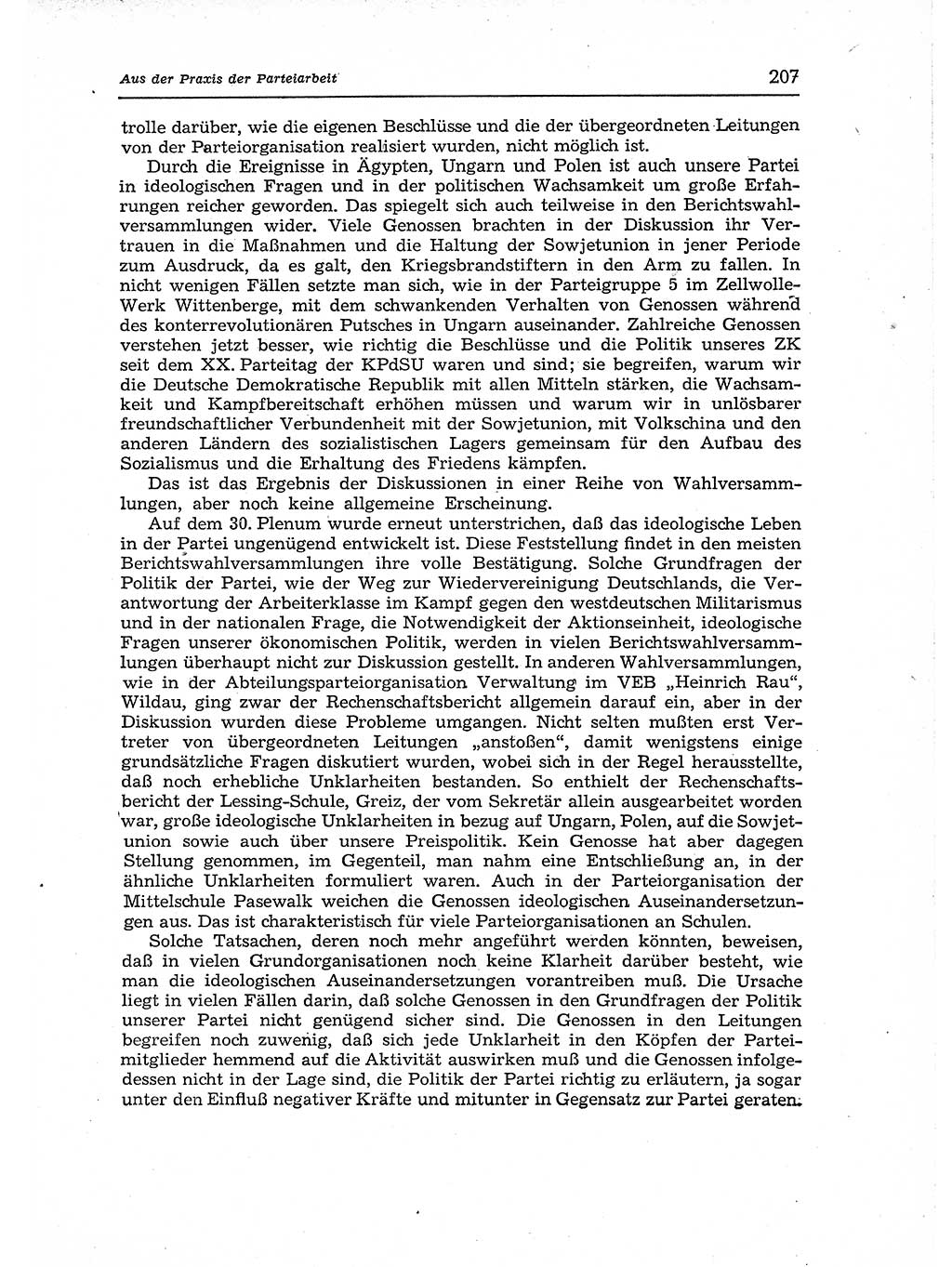 Neuer Weg (NW), Organ des Zentralkomitees (ZK) der SED (Sozialistische Einheitspartei Deutschlands) für Fragen des Parteiaufbaus und des Parteilebens, 12. Jahrgang [Deutsche Demokratische Republik (DDR)] 1957, Seite 207 (NW ZK SED DDR 1957, S. 207)