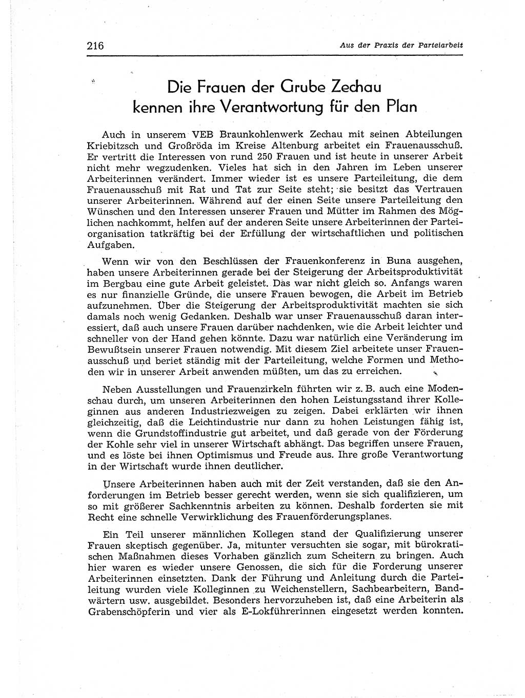 Neuer Weg (NW), Organ des Zentralkomitees (ZK) der SED (Sozialistische Einheitspartei Deutschlands) für Fragen des Parteiaufbaus und des Parteilebens, 12. Jahrgang [Deutsche Demokratische Republik (DDR)] 1957, Seite 216 (NW ZK SED DDR 1957, S. 216)