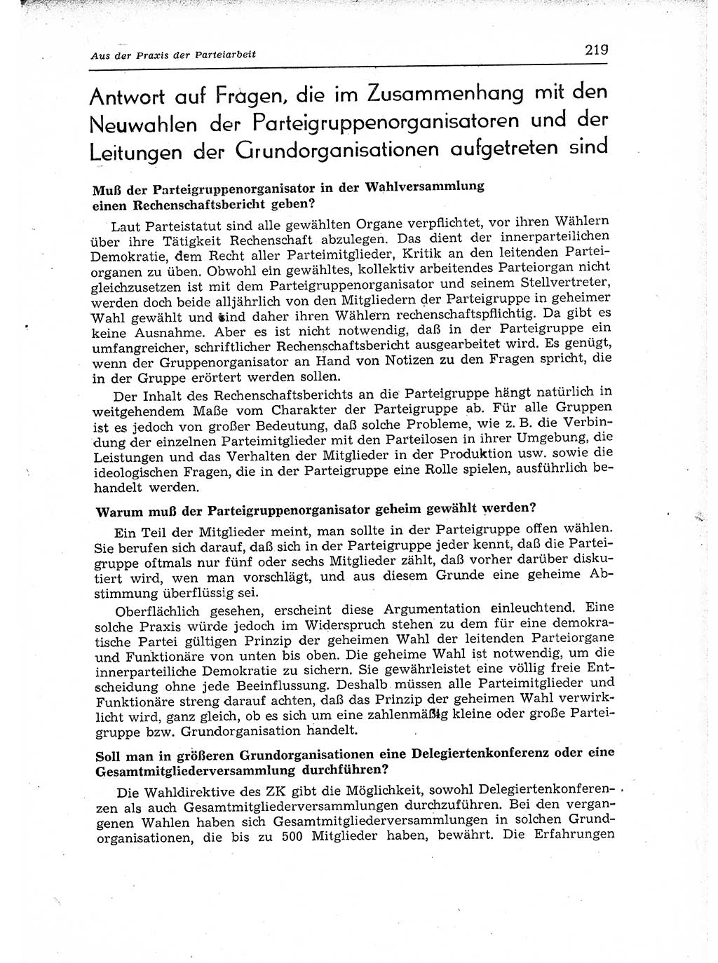 Neuer Weg (NW), Organ des Zentralkomitees (ZK) der SED (Sozialistische Einheitspartei Deutschlands) für Fragen des Parteiaufbaus und des Parteilebens, 12. Jahrgang [Deutsche Demokratische Republik (DDR)] 1957, Seite 219 (NW ZK SED DDR 1957, S. 219)