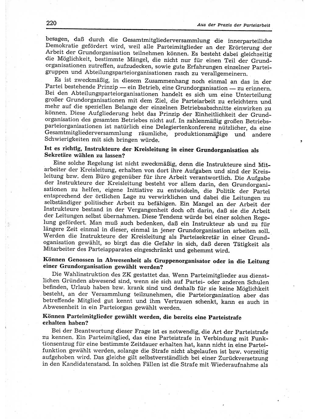 Neuer Weg (NW), Organ des Zentralkomitees (ZK) der SED (Sozialistische Einheitspartei Deutschlands) für Fragen des Parteiaufbaus und des Parteilebens, 12. Jahrgang [Deutsche Demokratische Republik (DDR)] 1957, Seite 220 (NW ZK SED DDR 1957, S. 220)