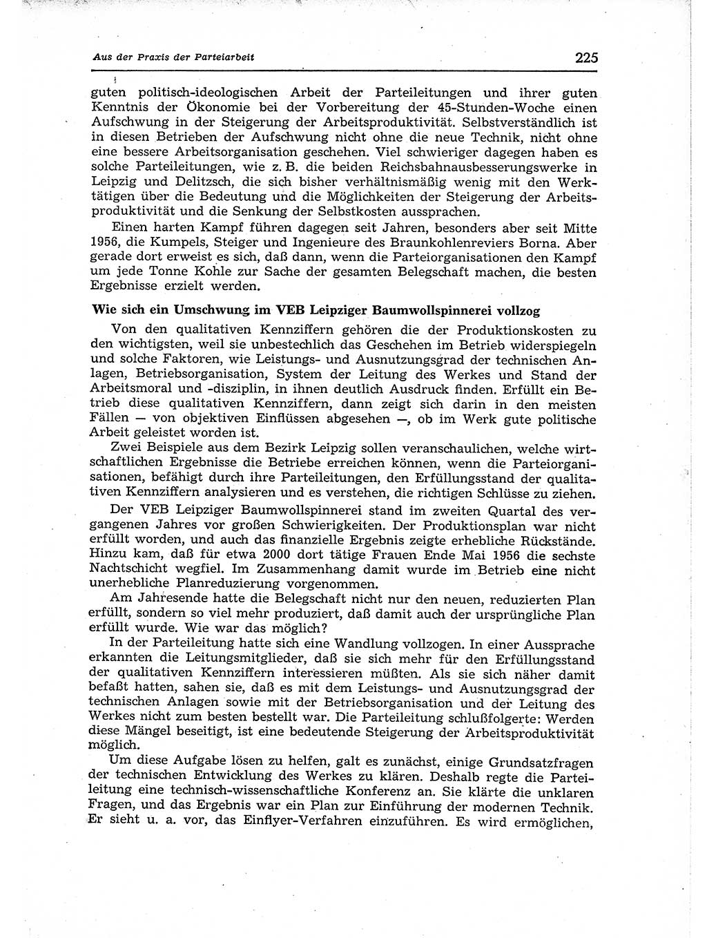 Neuer Weg (NW), Organ des Zentralkomitees (ZK) der SED (Sozialistische Einheitspartei Deutschlands) für Fragen des Parteiaufbaus und des Parteilebens, 12. Jahrgang [Deutsche Demokratische Republik (DDR)] 1957, Seite 225 (NW ZK SED DDR 1957, S. 225)