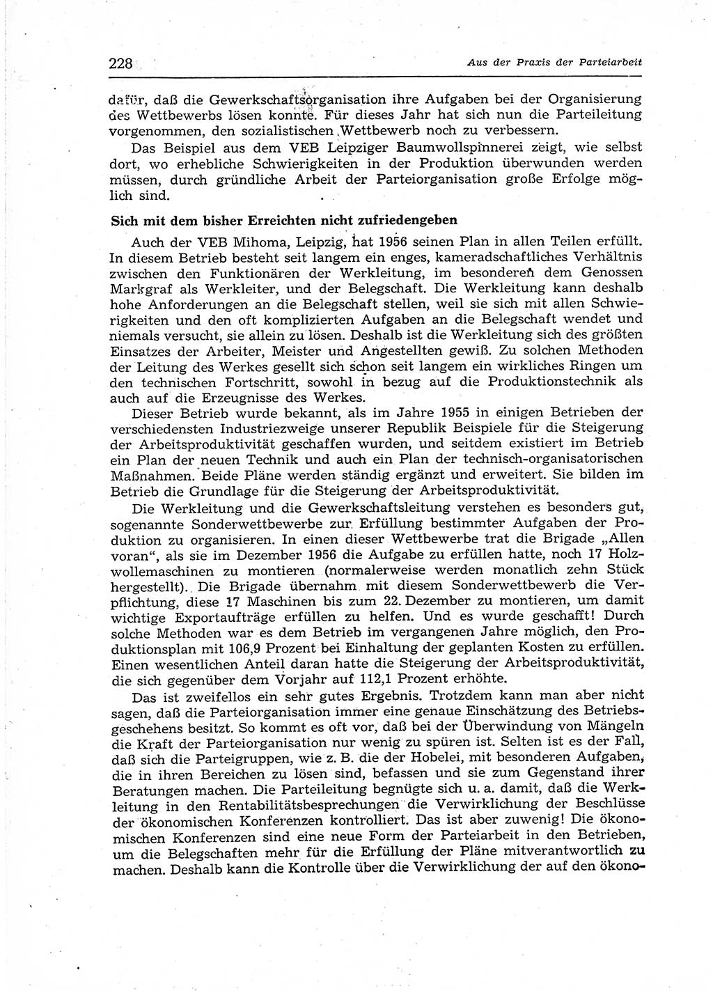 Neuer Weg (NW), Organ des Zentralkomitees (ZK) der SED (Sozialistische Einheitspartei Deutschlands) für Fragen des Parteiaufbaus und des Parteilebens, 12. Jahrgang [Deutsche Demokratische Republik (DDR)] 1957, Seite 228 (NW ZK SED DDR 1957, S. 228)