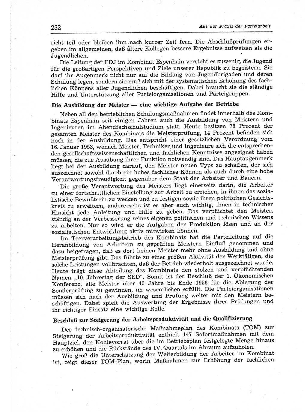Neuer Weg (NW), Organ des Zentralkomitees (ZK) der SED (Sozialistische Einheitspartei Deutschlands) für Fragen des Parteiaufbaus und des Parteilebens, 12. Jahrgang [Deutsche Demokratische Republik (DDR)] 1957, Seite 232 (NW ZK SED DDR 1957, S. 232)