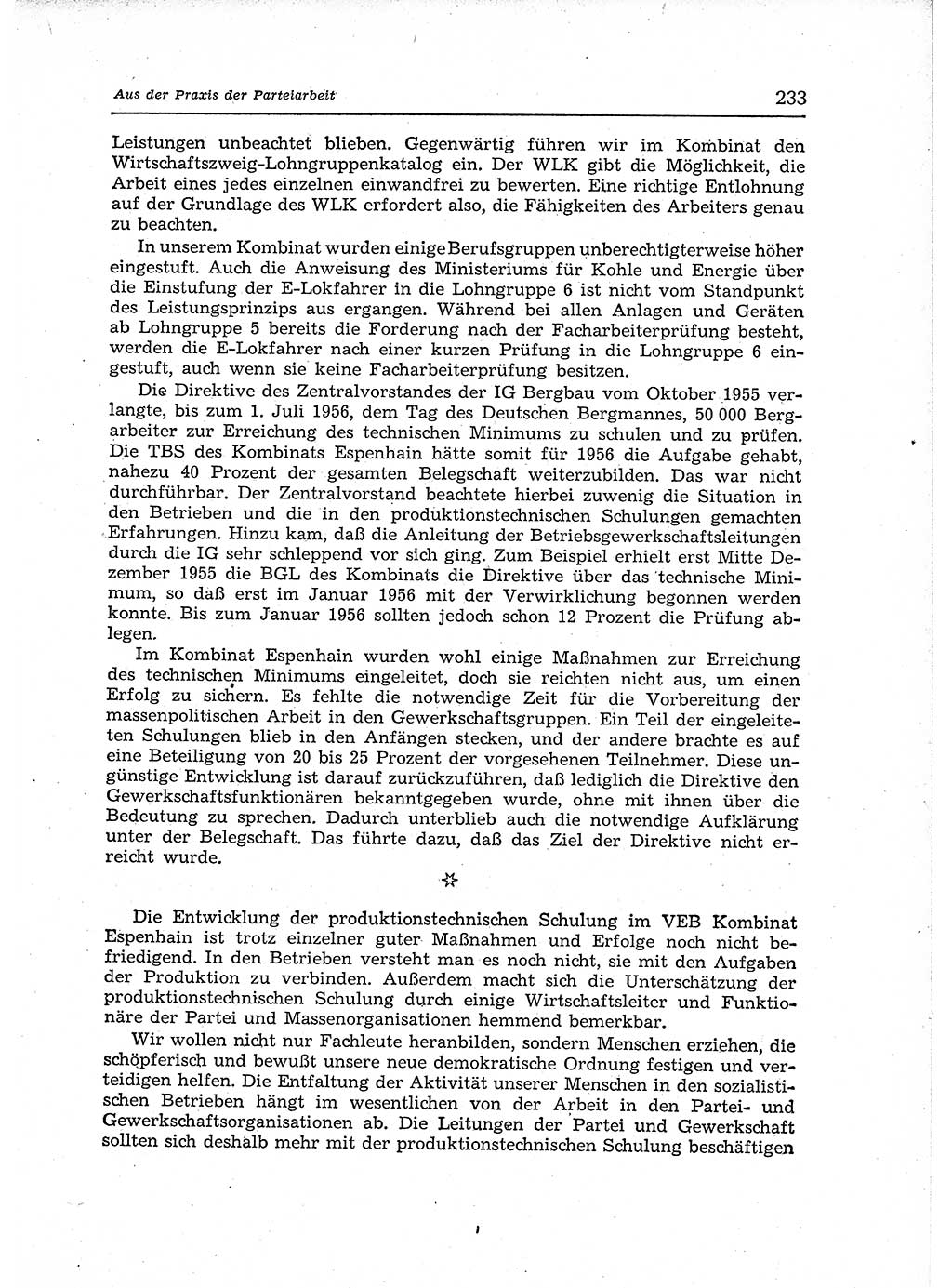 Neuer Weg (NW), Organ des Zentralkomitees (ZK) der SED (Sozialistische Einheitspartei Deutschlands) für Fragen des Parteiaufbaus und des Parteilebens, 12. Jahrgang [Deutsche Demokratische Republik (DDR)] 1957, Seite 233 (NW ZK SED DDR 1957, S. 233)